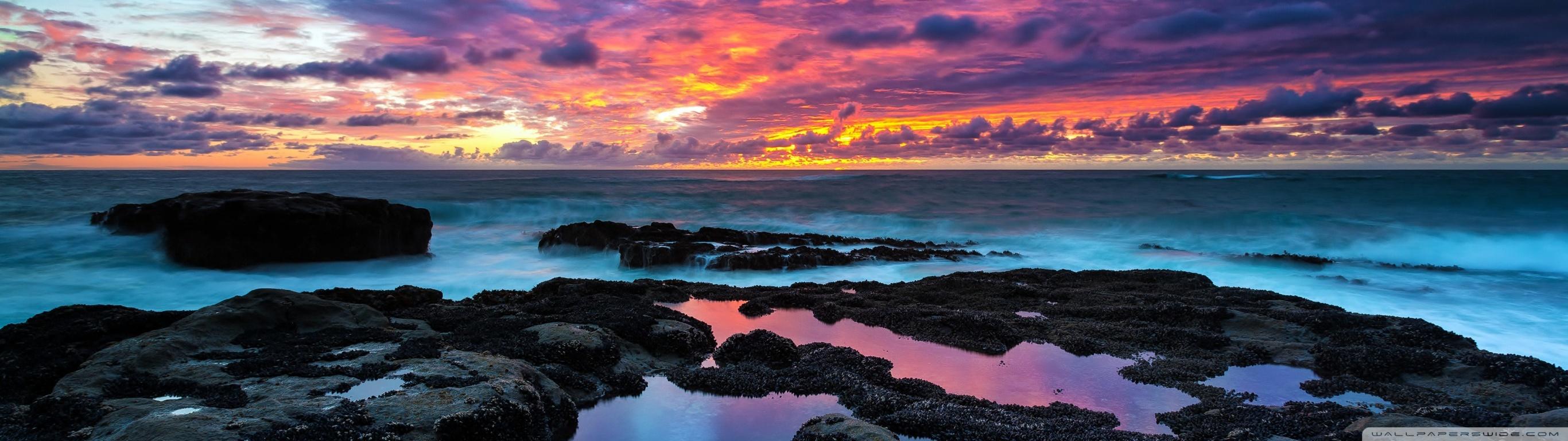 2732x768 Colorful Clouds, Ocean Ultra HD Desktop Background Wallpaper for : Widescreen & UltraWide Desktop & Laptop : Multi Display, Dual & Triple Monitor : Tablet