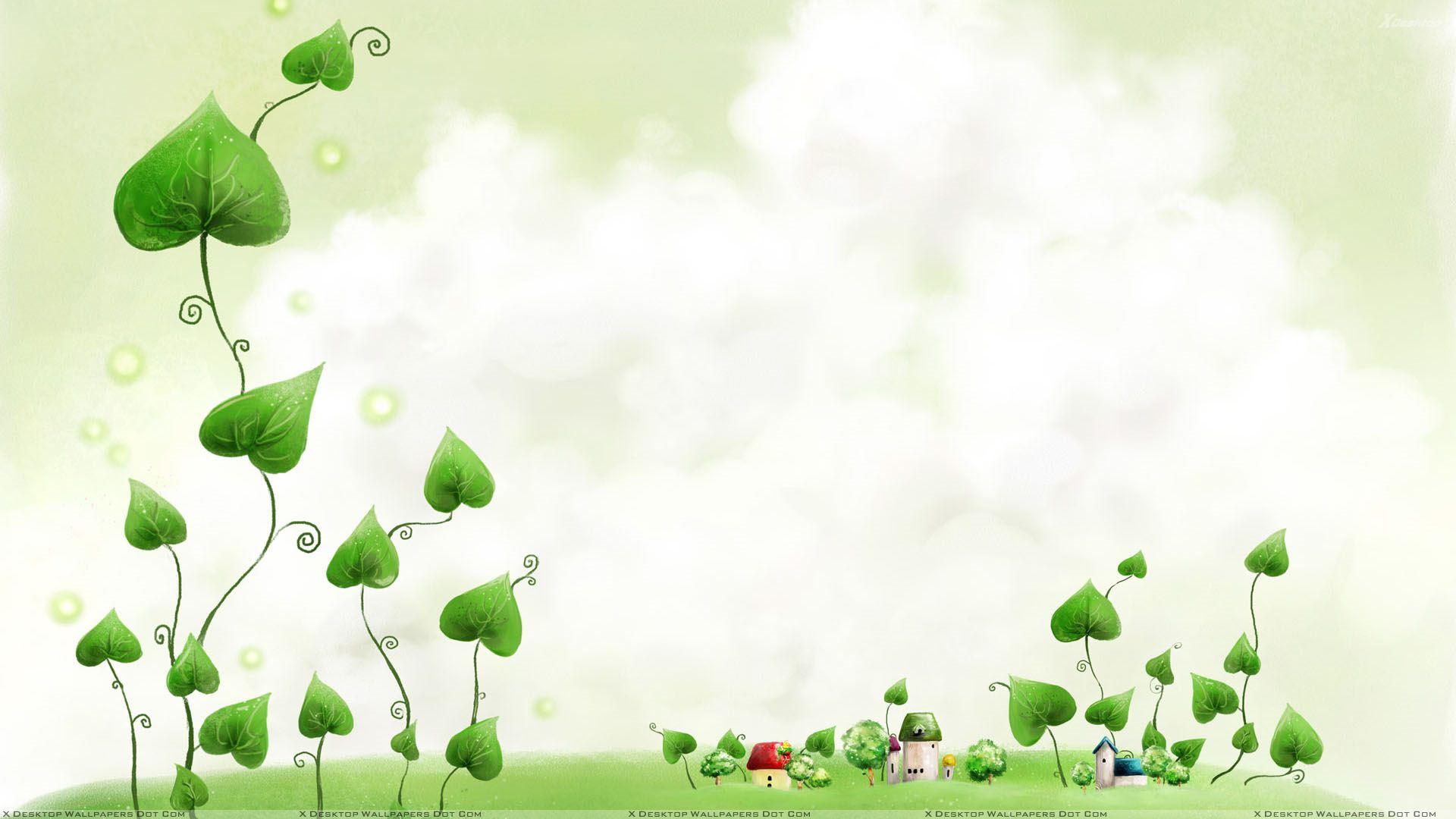 1920x1080 Artistic Green Leaves Wallpaper