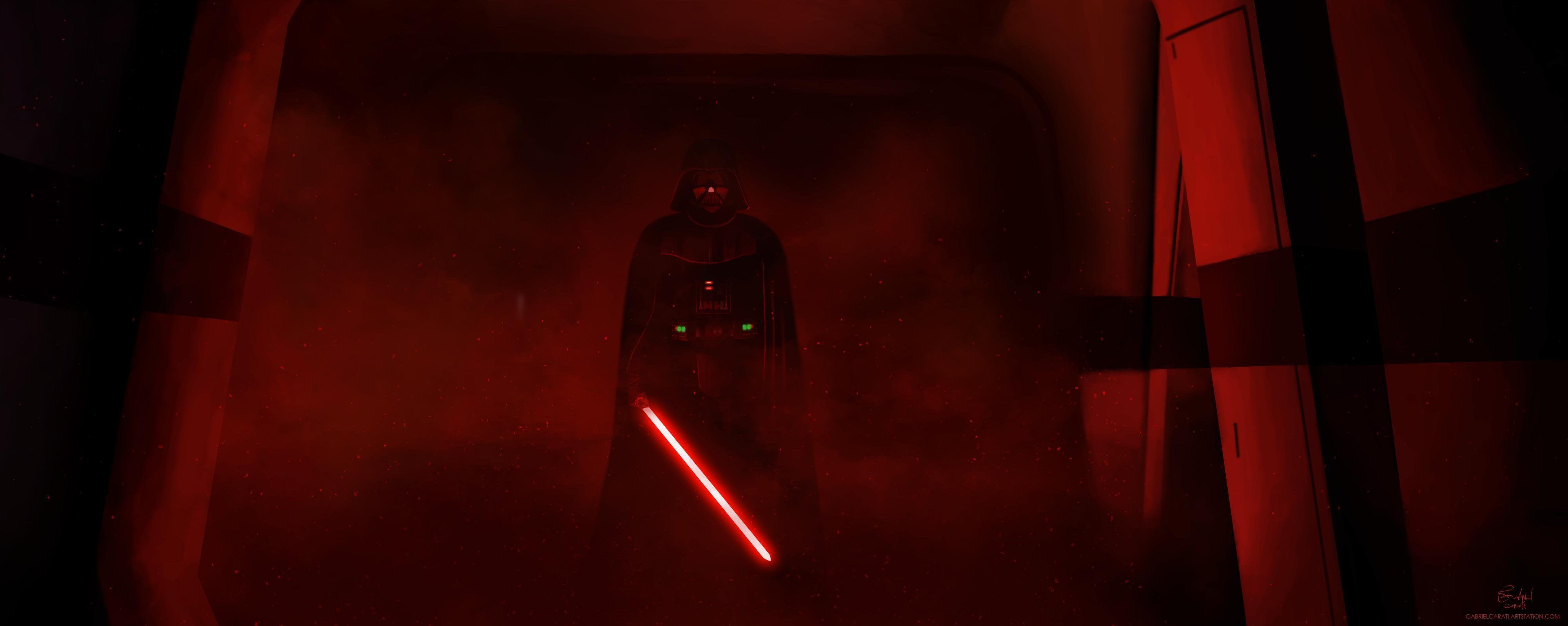 4000x1598 Darth Vader Lightsaber Scene from Rogue One: wallpaper