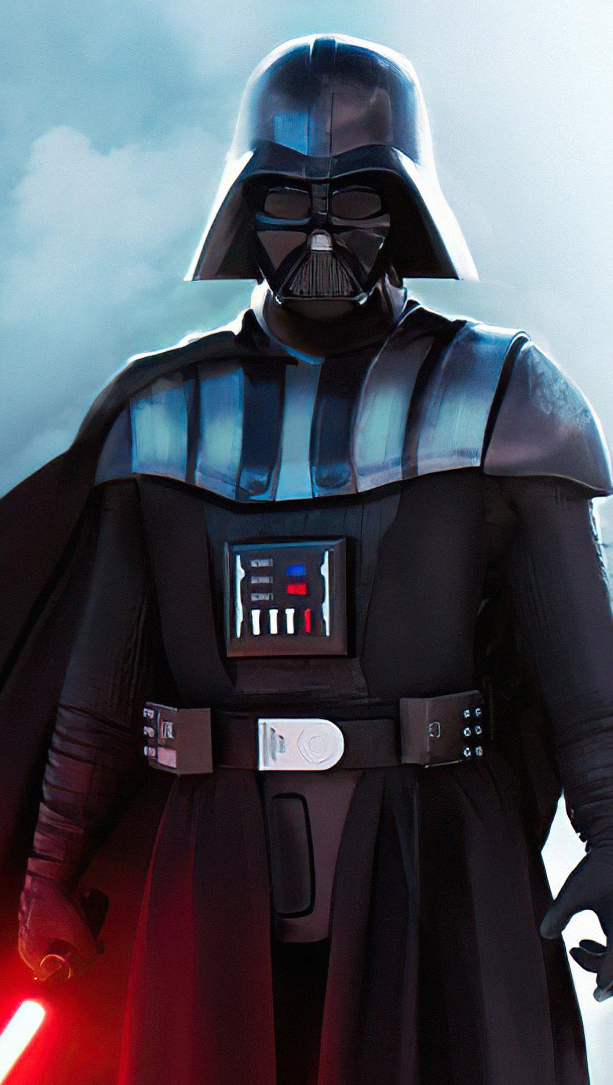 1220x2160 Darth Vader with red lightsaber Wallpaper 4k Ultra HD