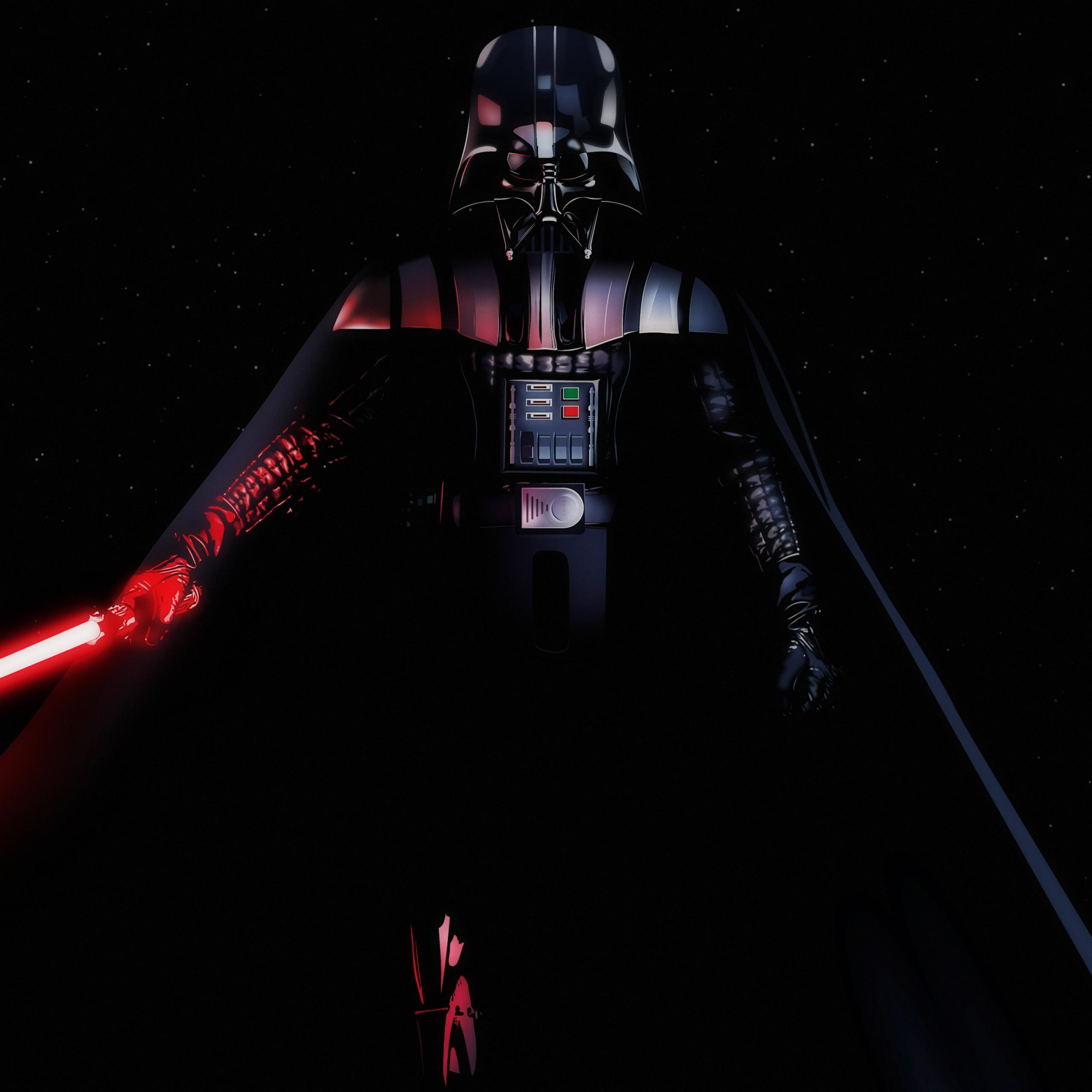 2560x2560 Darth Vader Wallpaper 4K, Black background, Star Wars, Lightsaber, AMOLED, Graphics CGI