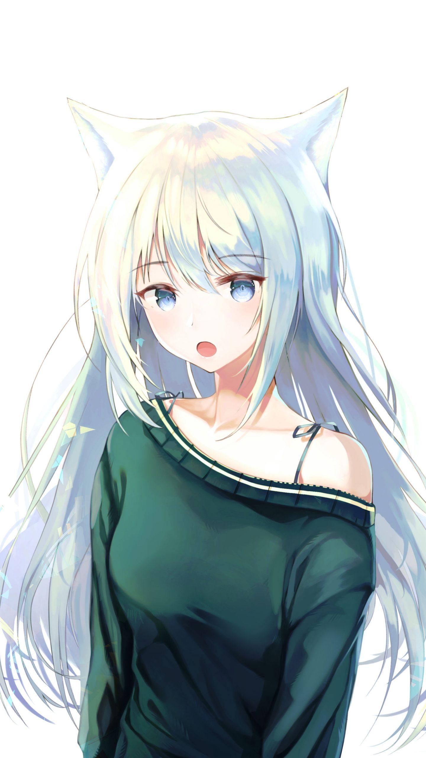 White haired girl anime character HD wallpaper