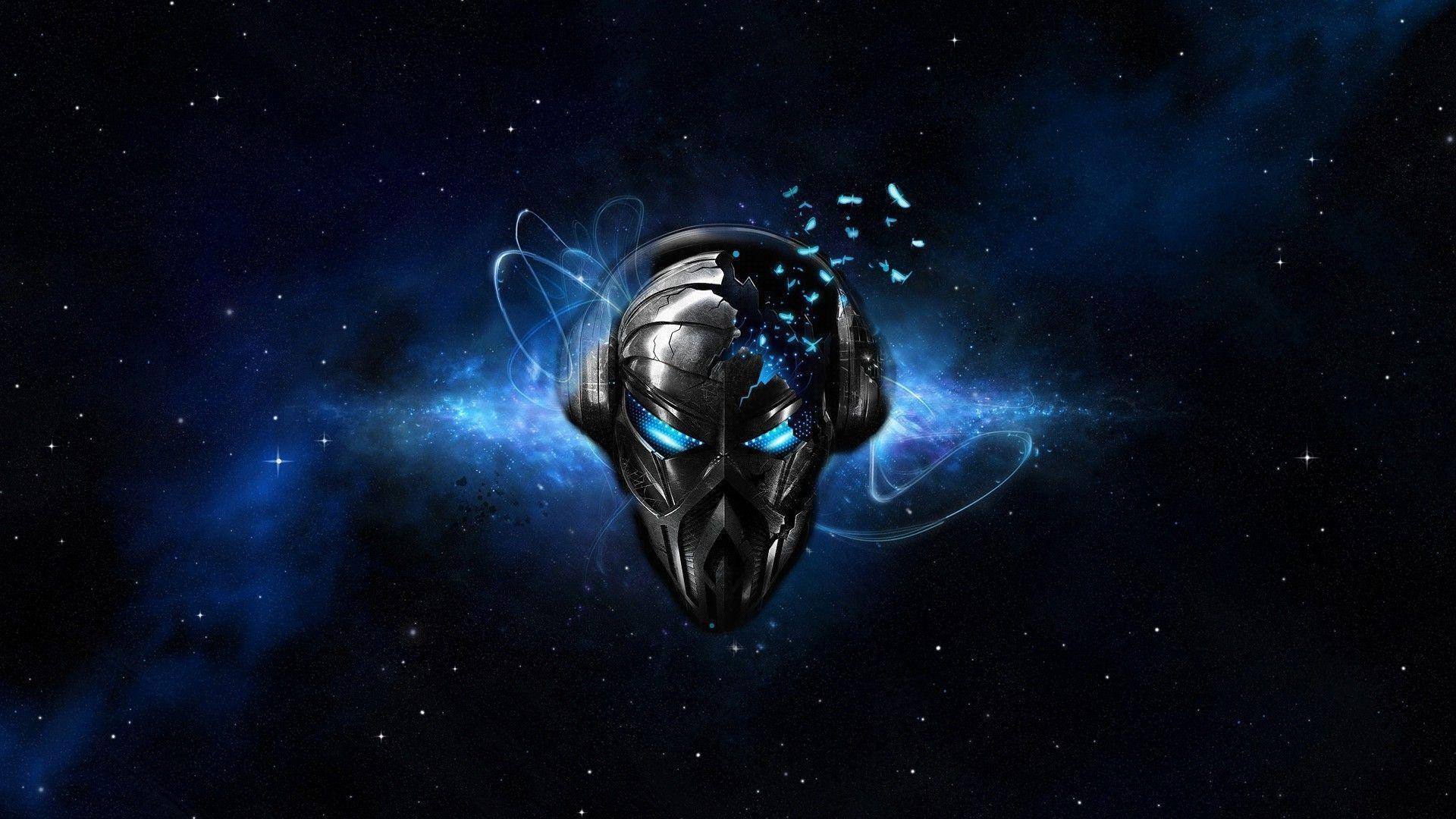 1920x1080 Skull with Headphones Wallpaper