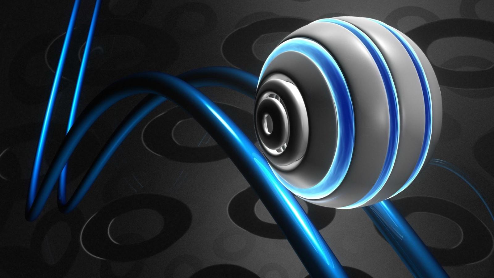 1600x900 illustration, abstract, blue, headphones, technology, circle, audio, wheel, screenshot, gadget, computer wallpaper, font, organ, audio equipment. Mocah HD Wallpaper