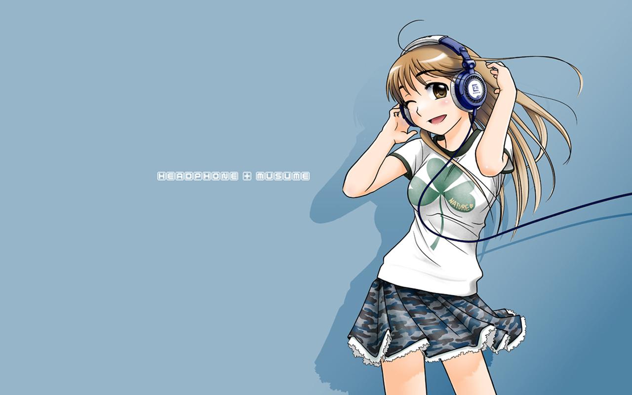 1280x800 blue headphones. konachan.com.com Anime Wallpaper