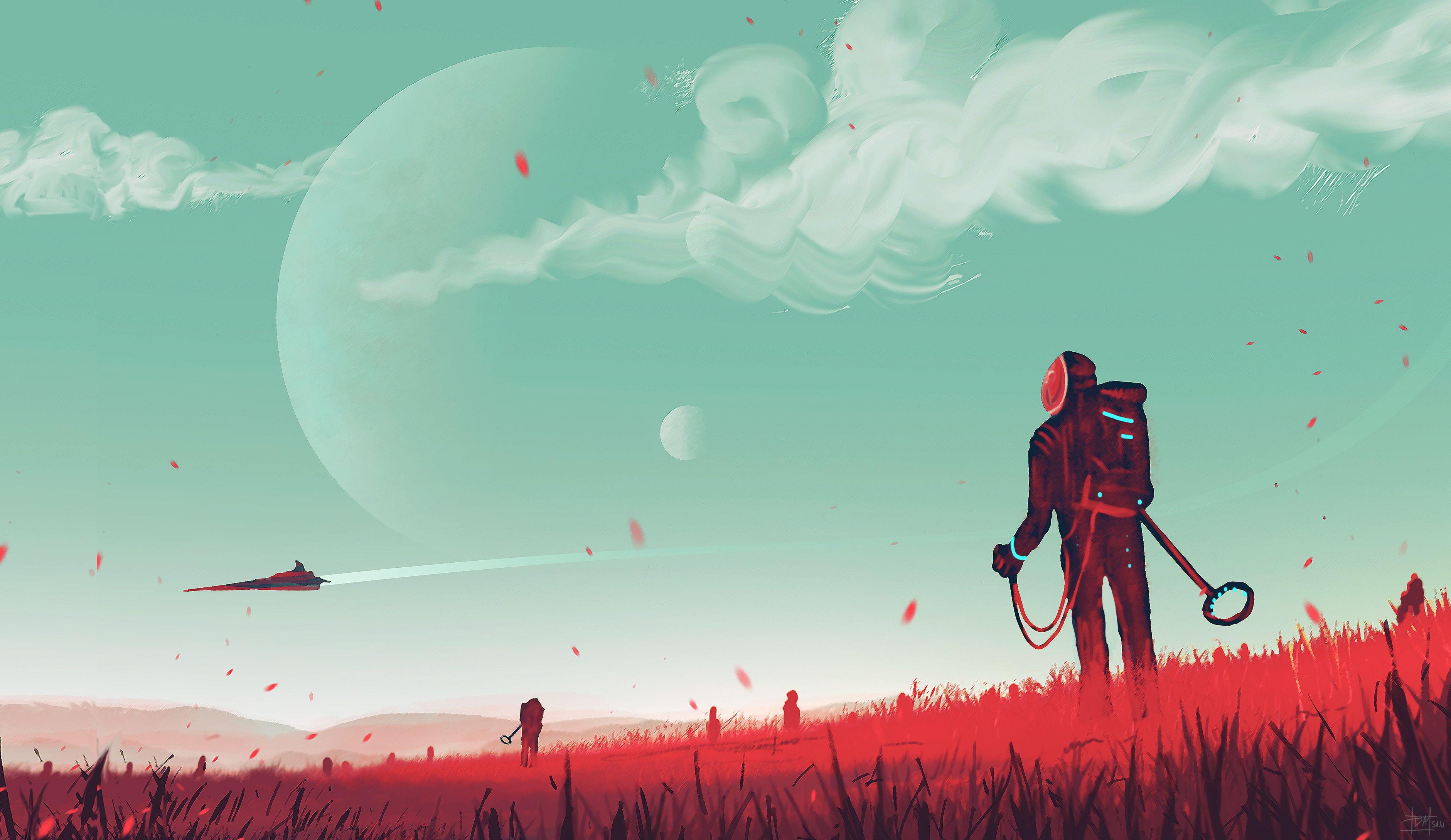 3763x2178 Red Artistic Digital Art Wallpaper