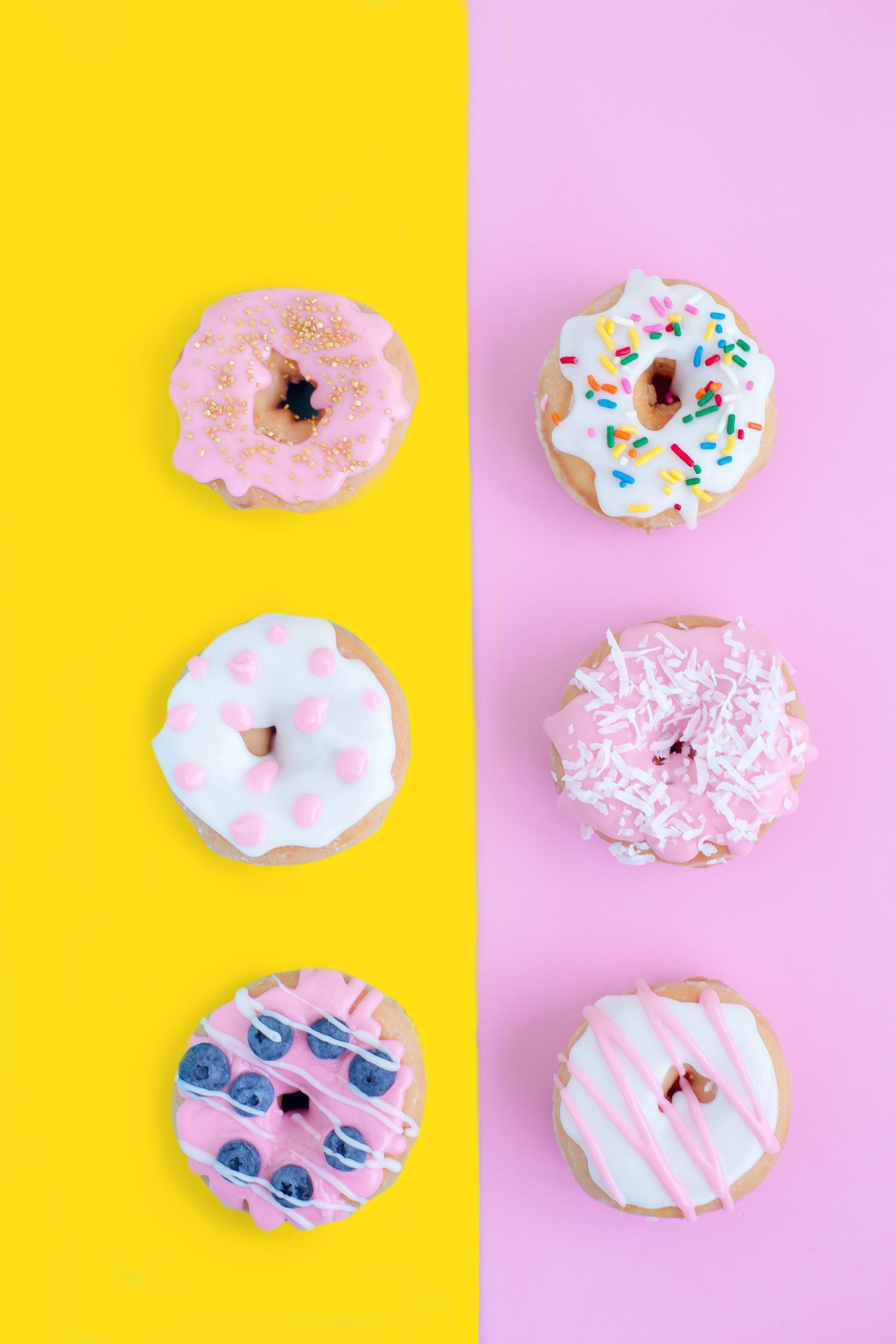 3840x5760 Pink & Yellow. #donuts #food #pink #yellow #sweets. Candy photography, Wallpaper pink and yellow, Pastel photography