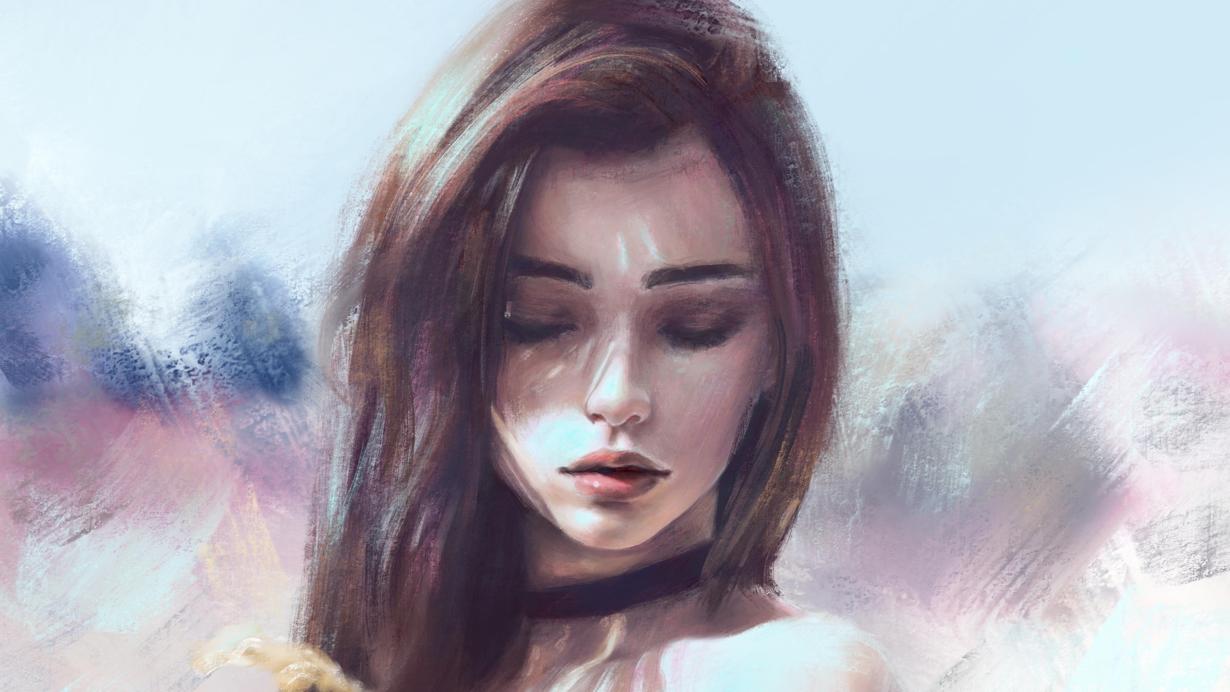 4080x2295 Digital Art Girl Simple