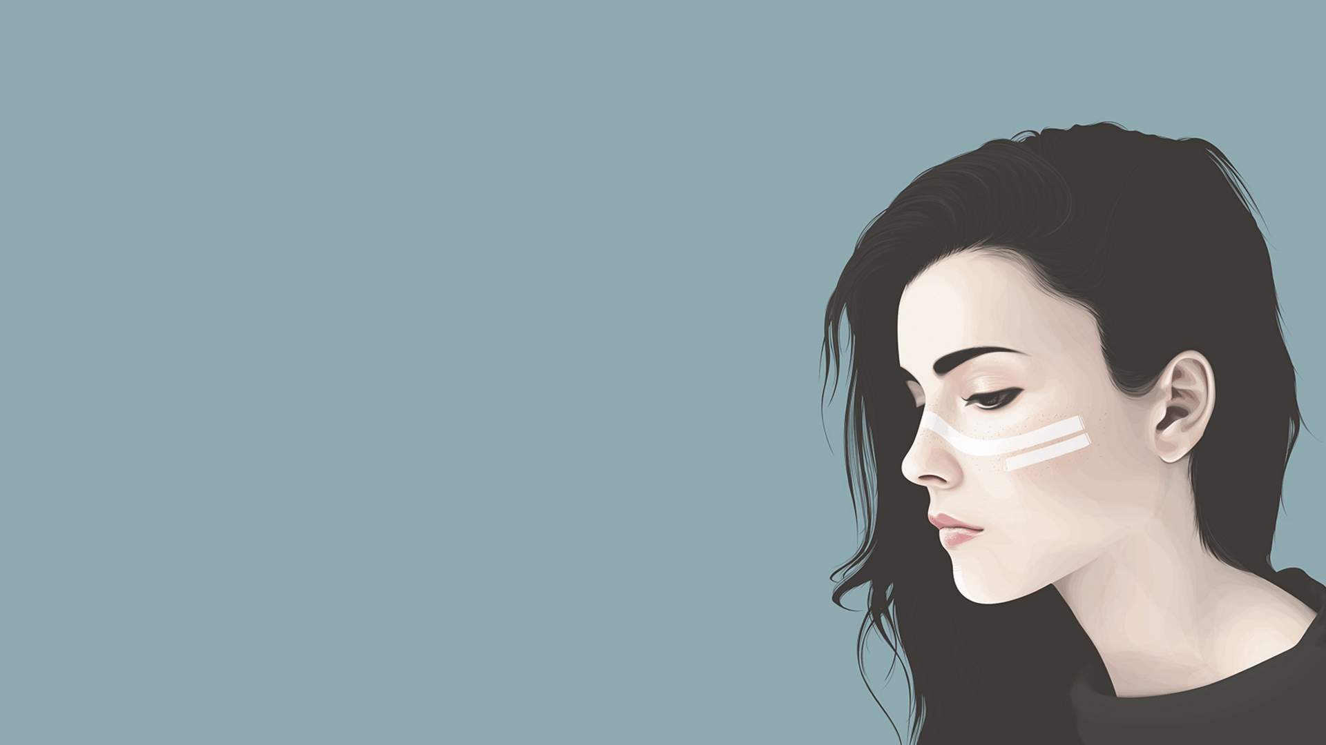 1920x1080 Download 1920x1080 Woman, Profile View, Black Hair, Digital Art Wallpaper for Widescreen