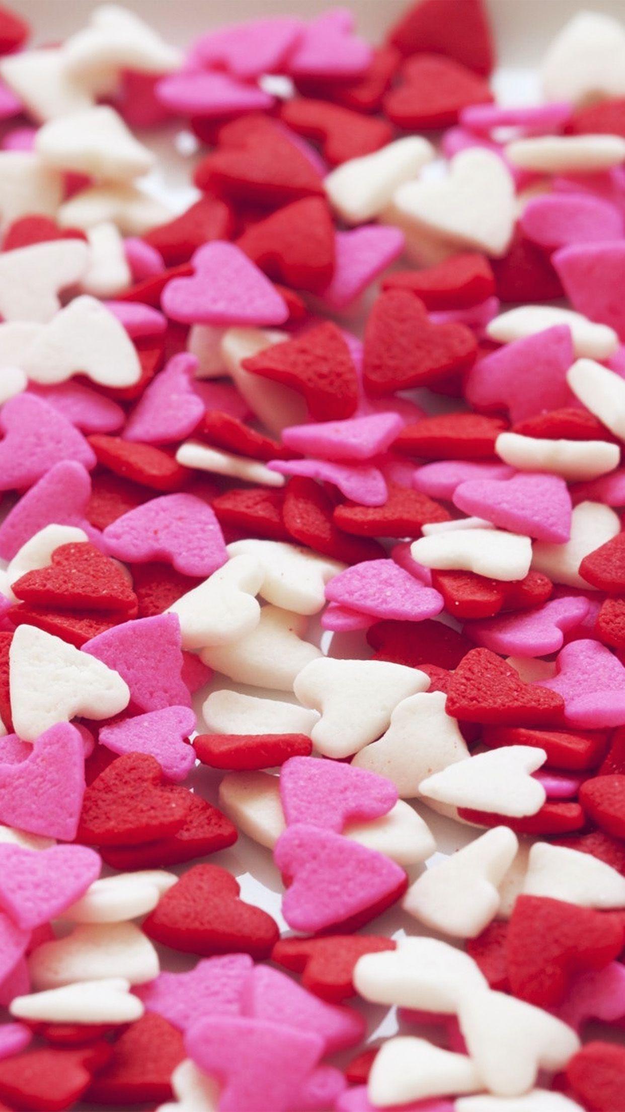 1242x2208 iPhone 6 wallpaper. heart candy red