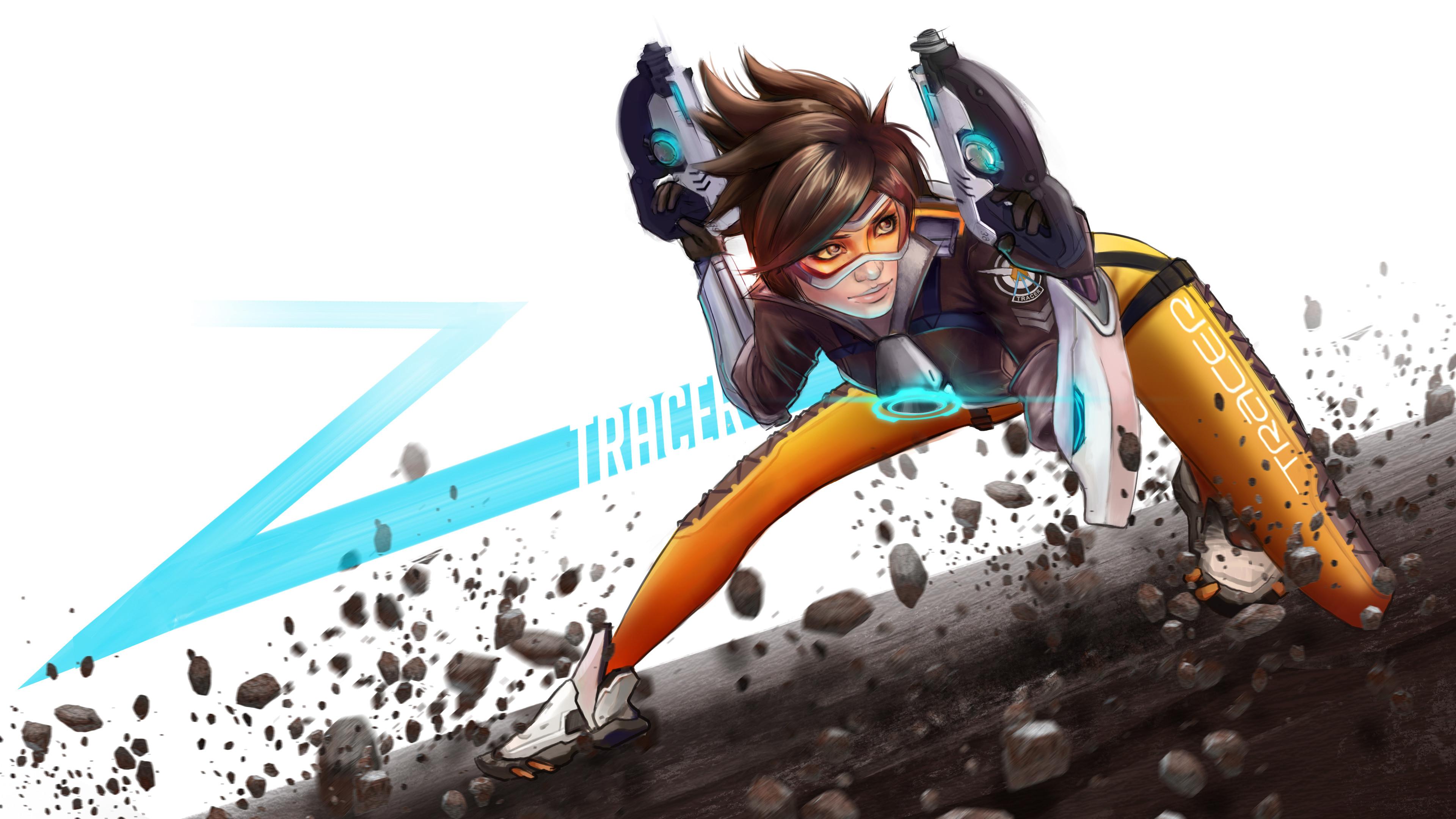 Download Overwatch 4K Tracer With Nightstars Wallpaper