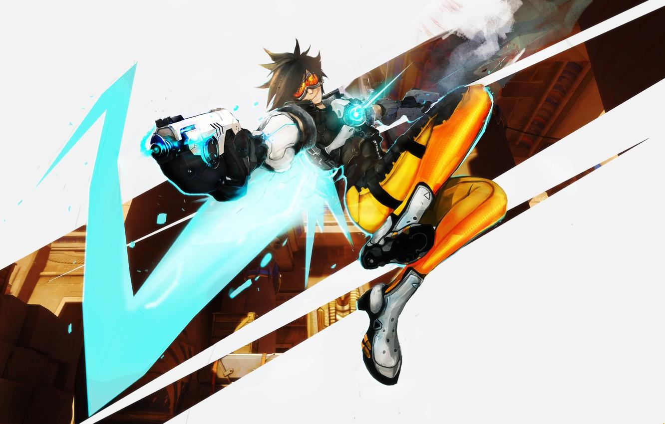 1332x850 Wallpaper girl, Blizzard, art, shooter, fps, Overwatch, Tracer image for desktop, section игры