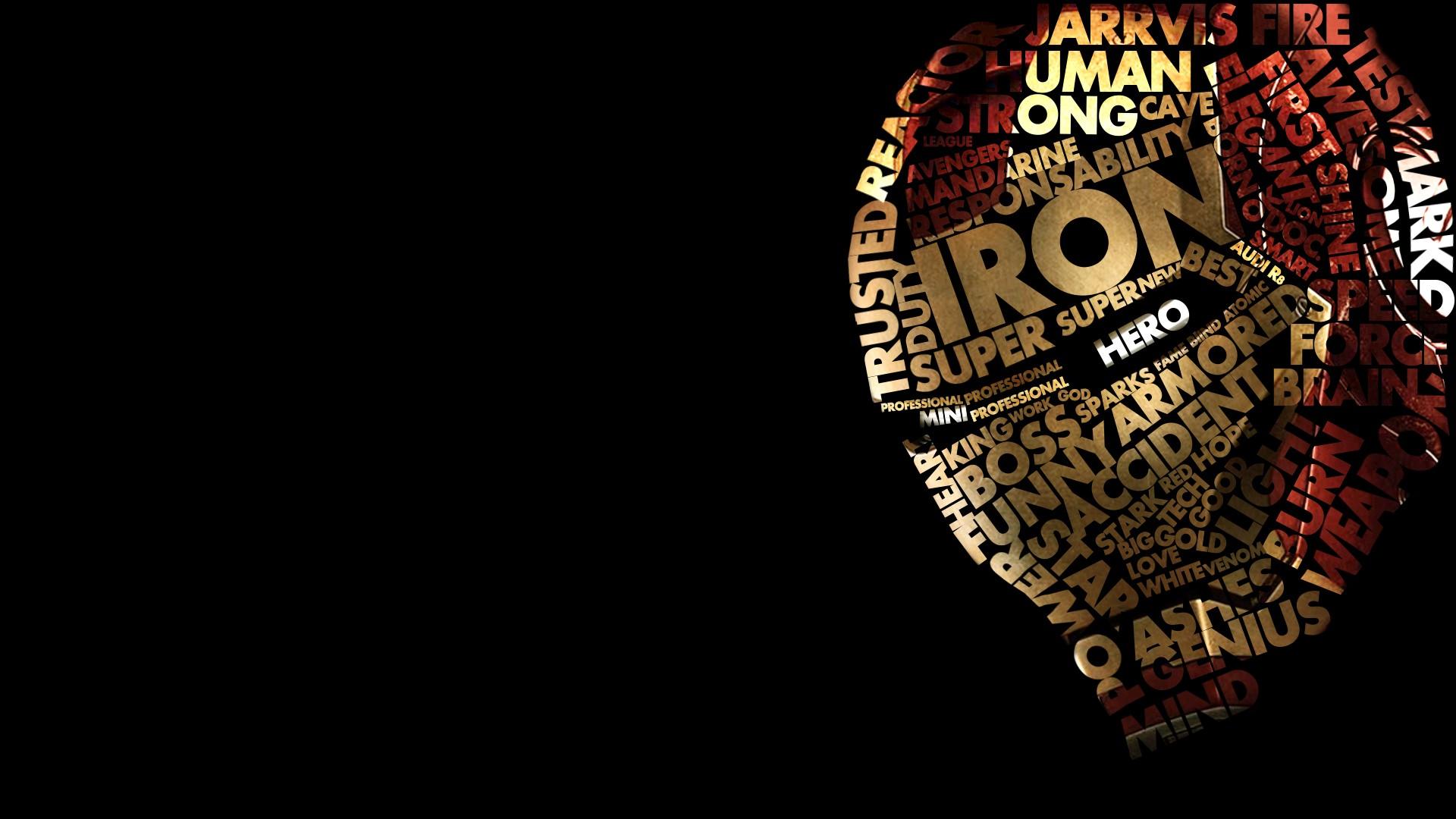 1920x1080 Desktop Wallpaper Iron Man Head, Typography, HD Image, Picture, Background, Lx2nln
