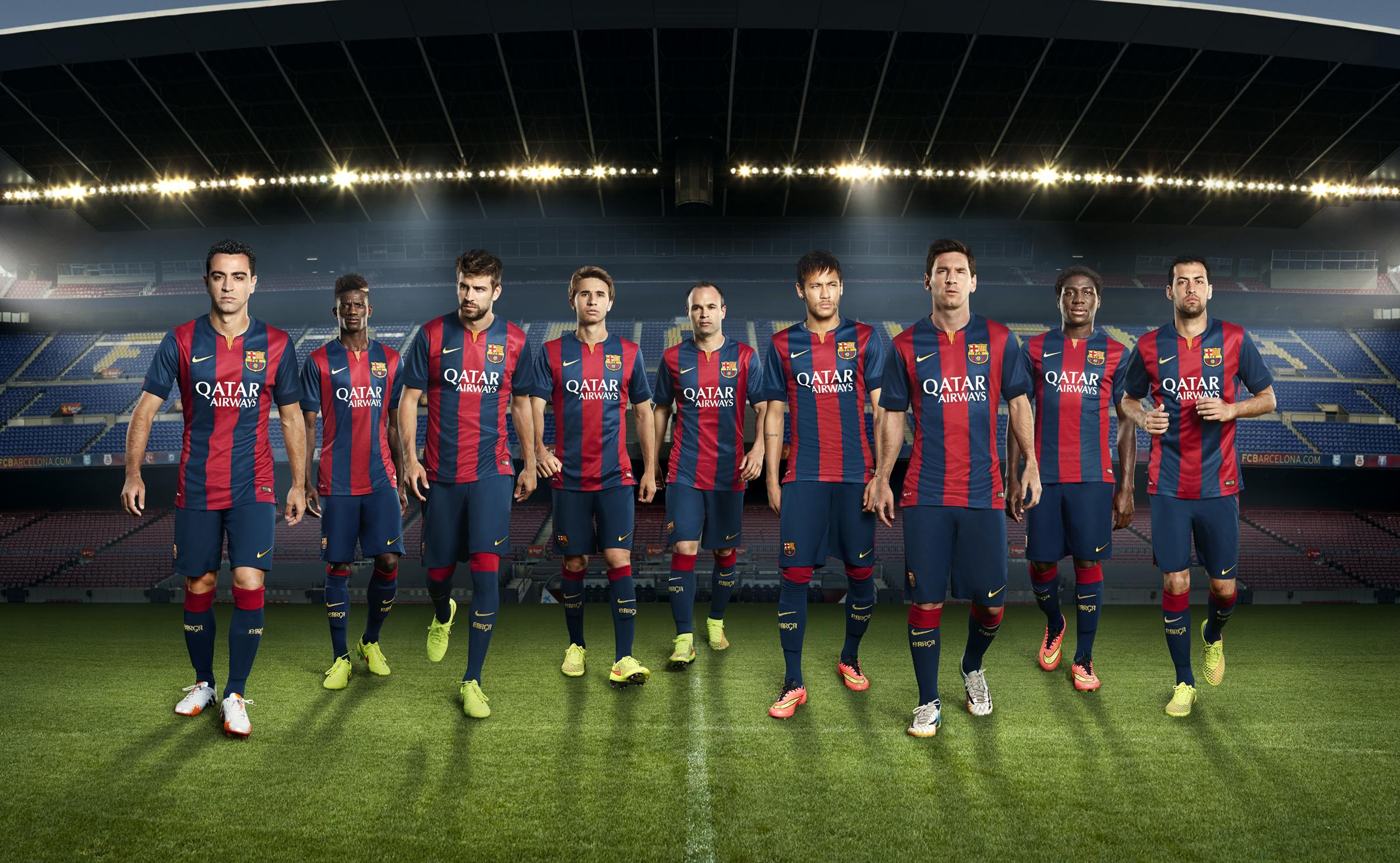 2403x1481 #Neymar, #Camp Nou, #Gerard Pique, #FC Barcelona, #Xavier, #Andres Iniesta, #Lionel Messi. Mocah HD Wallpaper