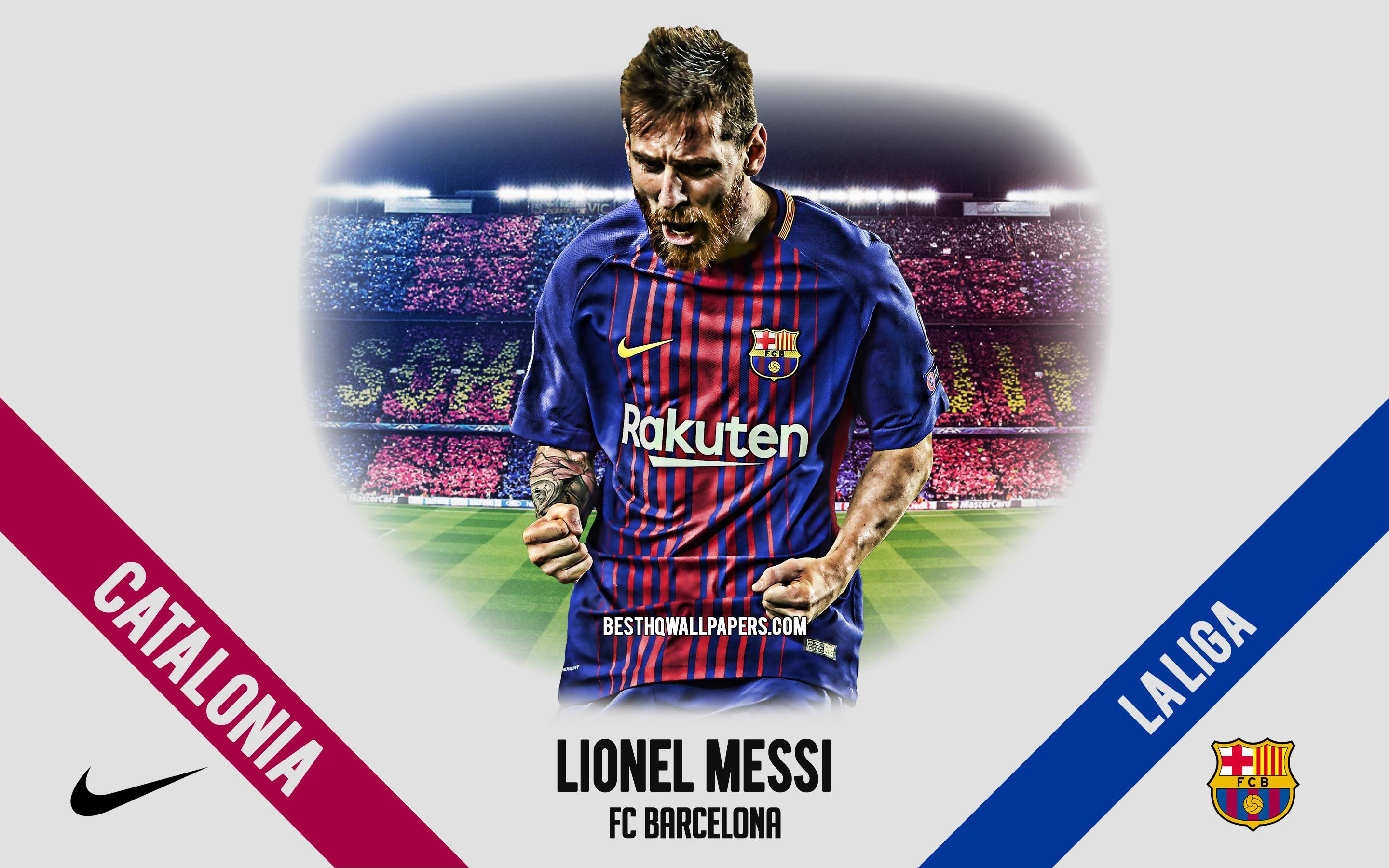 2880x1800 Download wallpaper Lionel Messi, FC Barcelona, Argentine footballer, striker, Camp Nou, La Liga, Spain, football, Catalonia, Barcelona, Leo Messi for desktop with resolution 2880x1800. High Quality HD picture wallpaper
