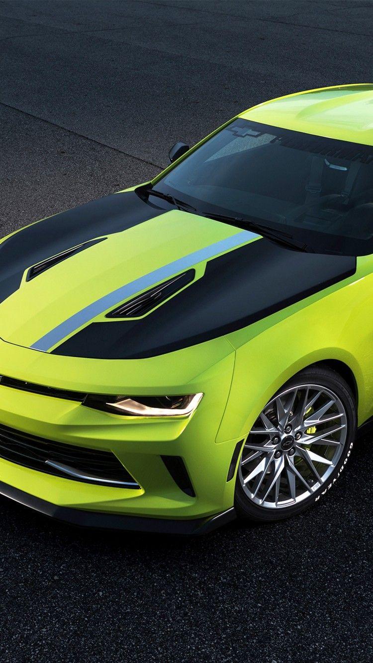 750x1334 Download 750x1334 Chevrolet Camaro Green, Front View, Supercar