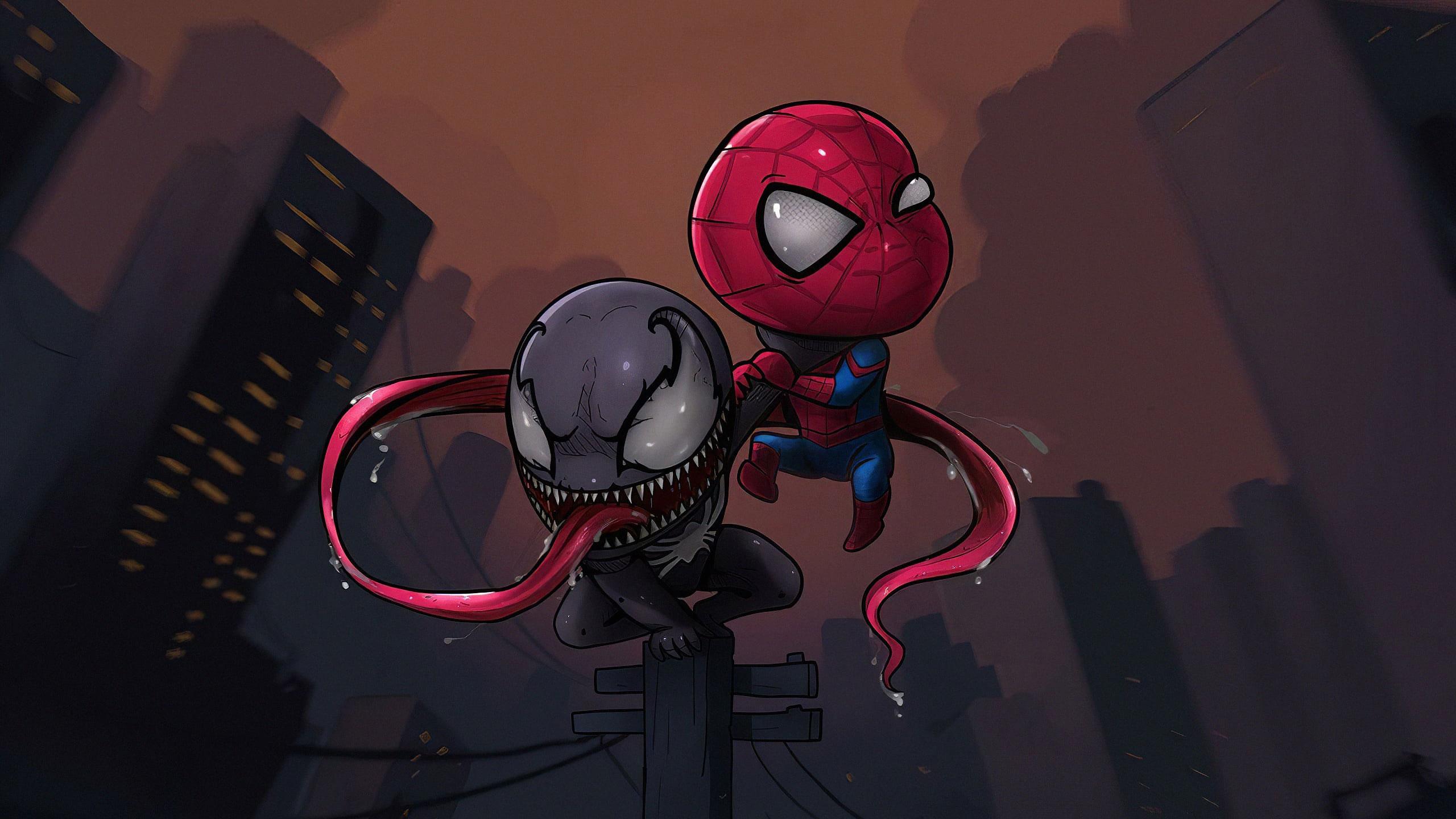 2560x1440 Spider Man Chibi Wallpaper, Marvel Comics, Venom