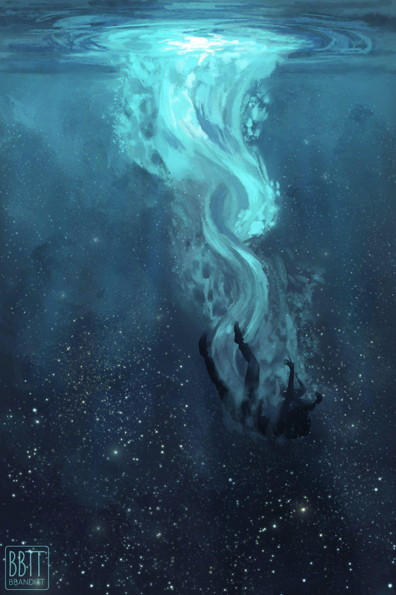 1365x2048 Twitter. Drowning art, Underwater painting, Underwater art