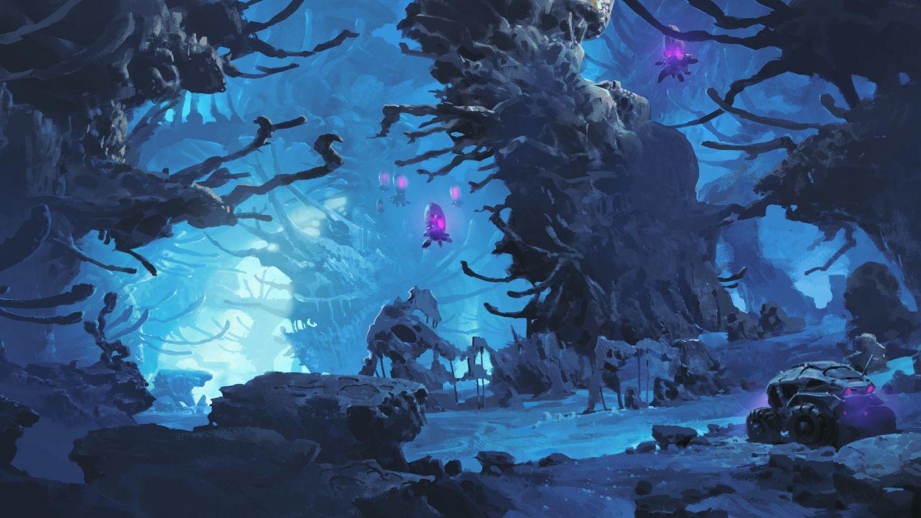 1333x750 Wallpaper Underwater, Digital Art, Art, Water, World, Background Free Image