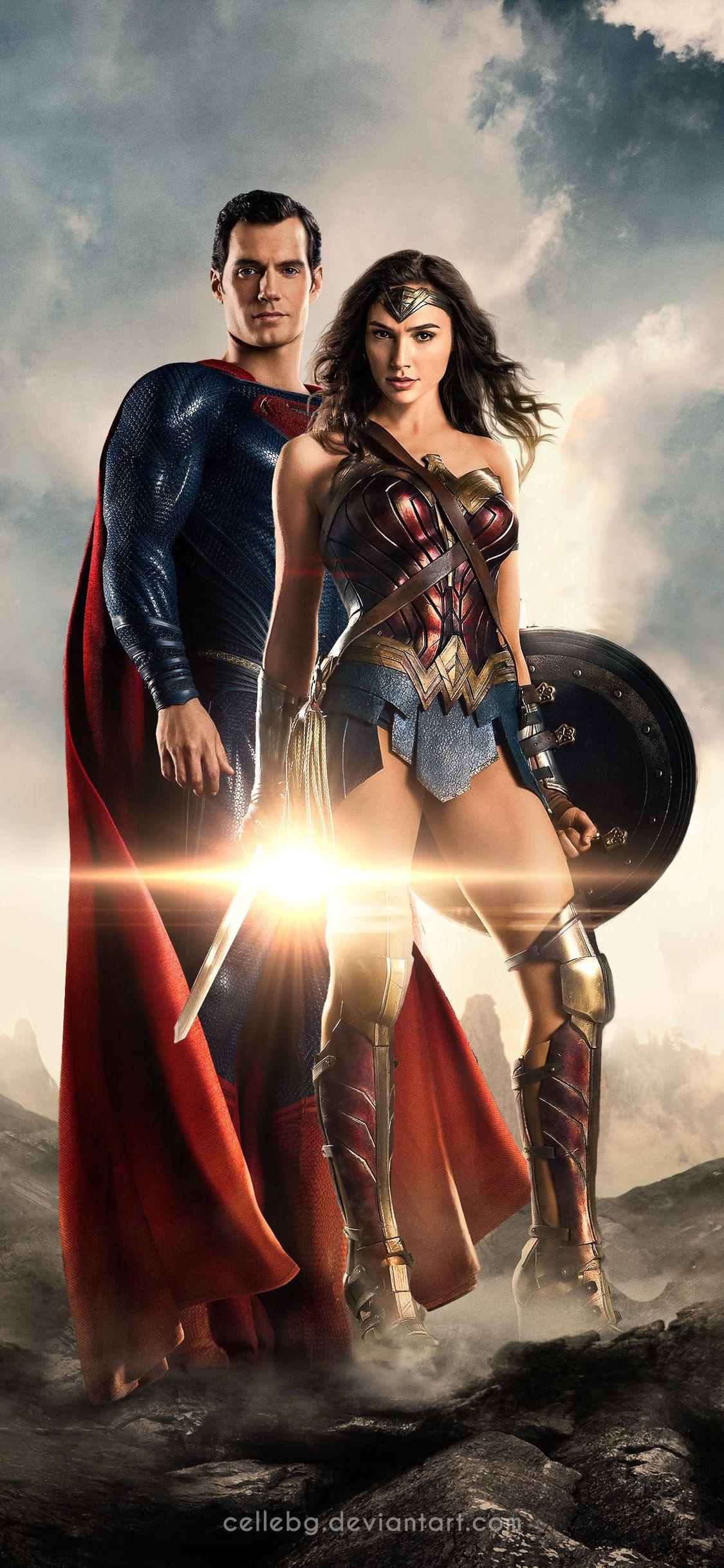 1125x2436 Justice League Superman Wonder Woman 4k iPhone XS, iPhone iPhone X HD 4k Wallpap. Superman wonder woman, Wonder woman art, Justice league wonder woman