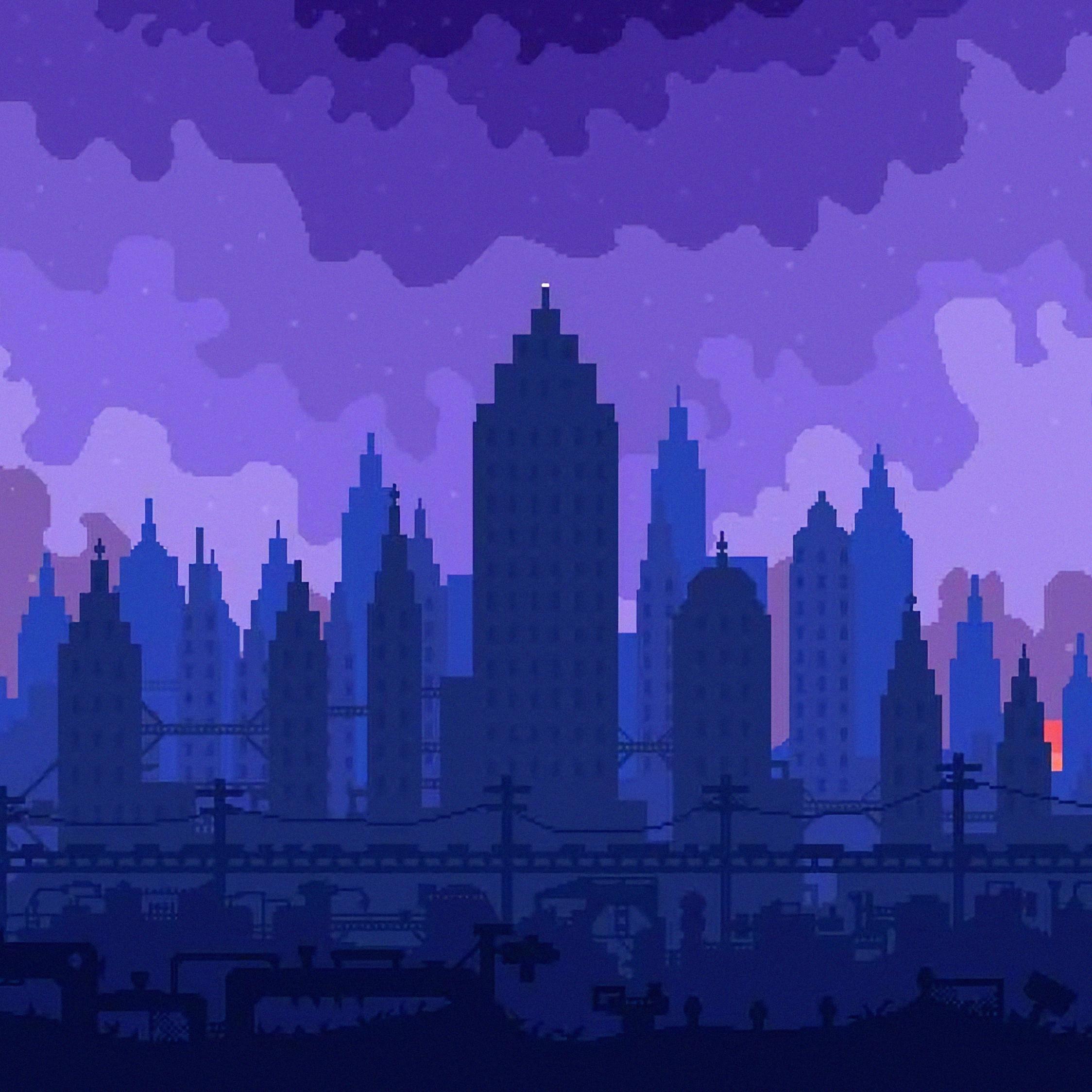 2248x2248 Download High skies, cityscape, silhouette, pixel art wallpaper, 2248x iPad Air, iPad Air iPad iPad iPad mini iPad mini 3
