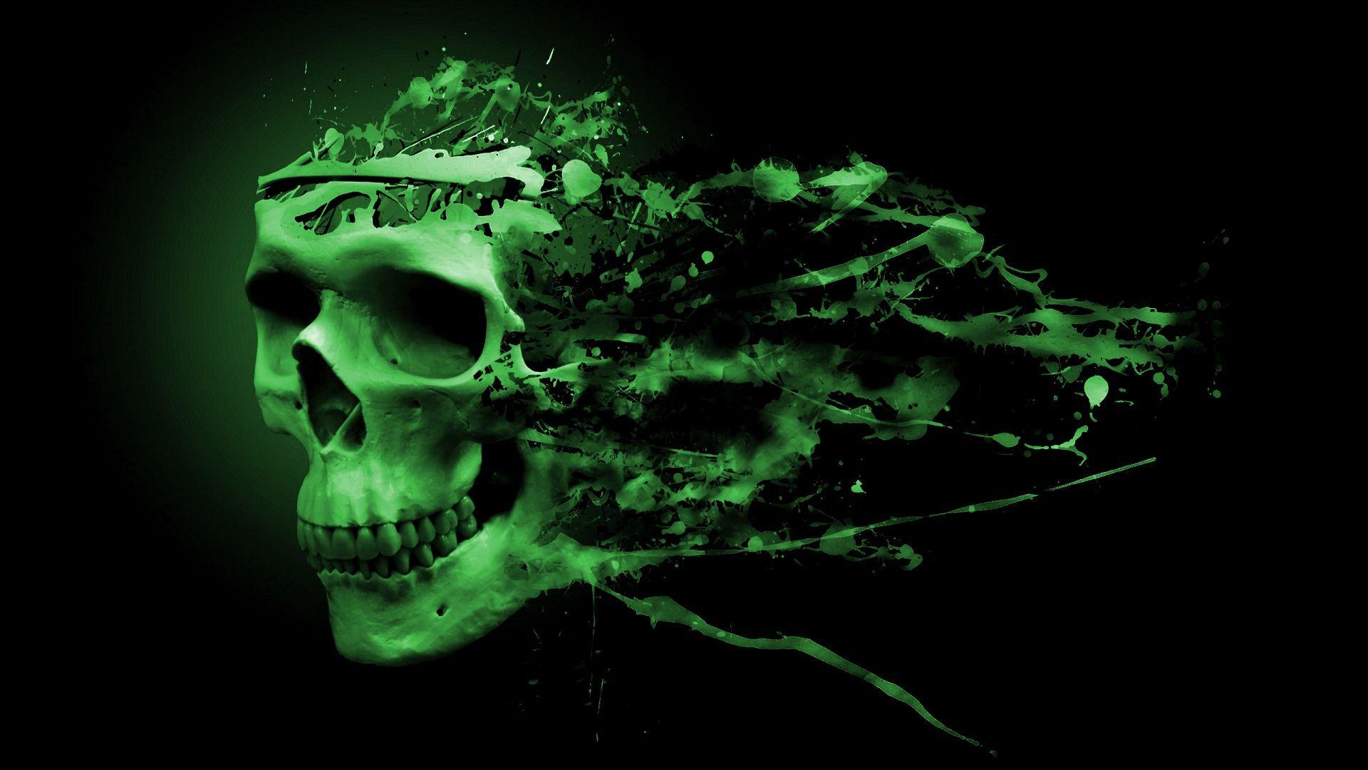 1920x1080 Green Skull Wallpaper, HD Green Skull Background