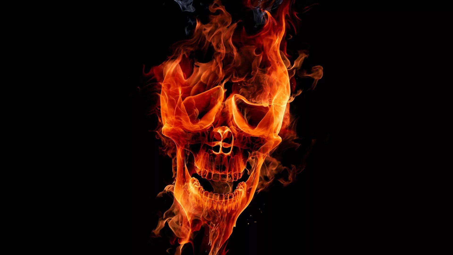 1920x1080 Flaming Skull Wallpaper
