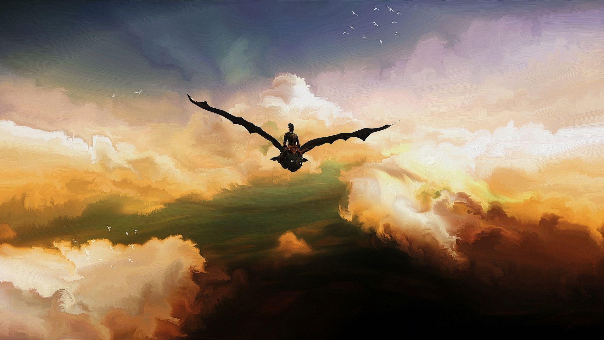 1920x1080 Desktop wallpaper toothless, how to train your dragon, sky, clouds, artwork, HD image, picture, background, 2ab73c