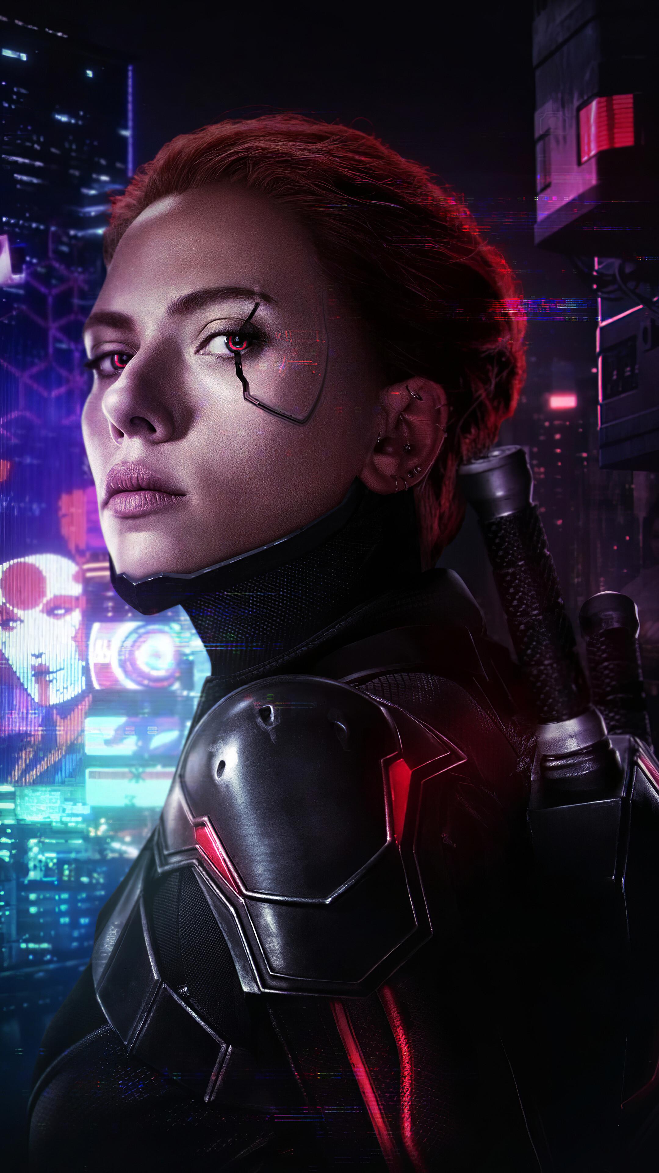 2160x3840 Black Widow, Movie, Cyberpunk, Scarlett Johansson, 4K phone HD Wallpaper, Image, Background, Photo and Picture HD Wallpaper