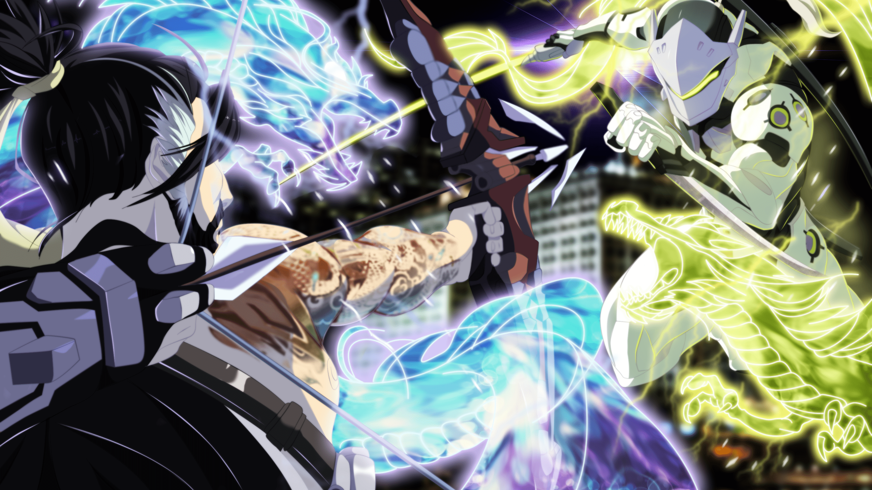 3000x1688 Hanzo (Overwatch), Hanzo Shimada, Genji (Overwatch), Genji Shimada wallpaper