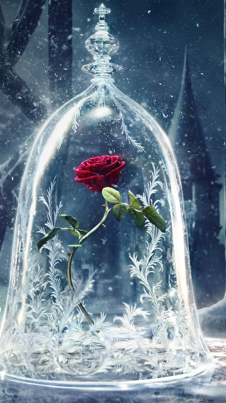 750x1334 Beauty and the Beast Castle Icy Bell Rose Snowflake iPhone 8 Wallpaper Free Download