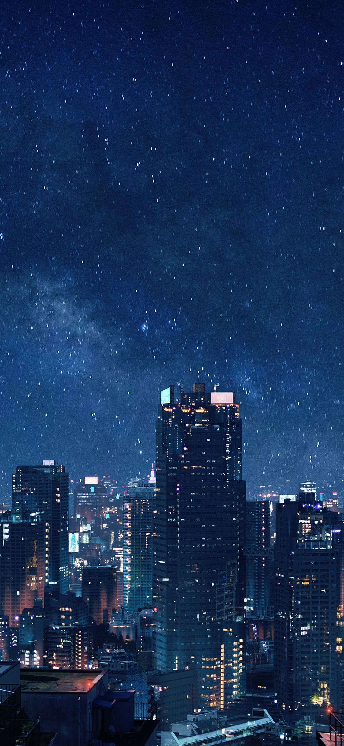 1125x2436 iPhone X wallpaper. art night anime city