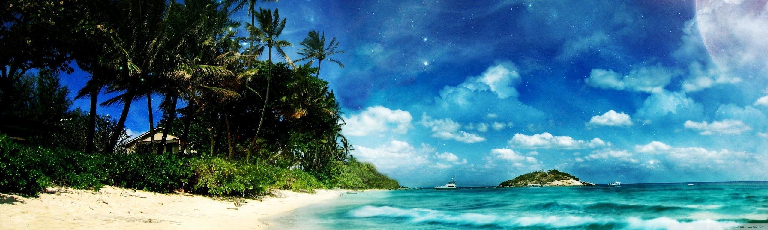 2560x768 Dual Screen Wallpaper 4k Beach