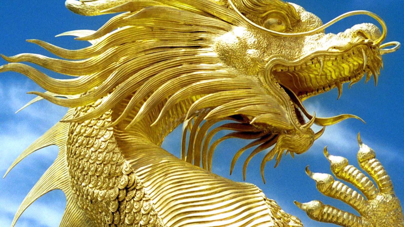 1366x768 Golden Dragon Wallpaper