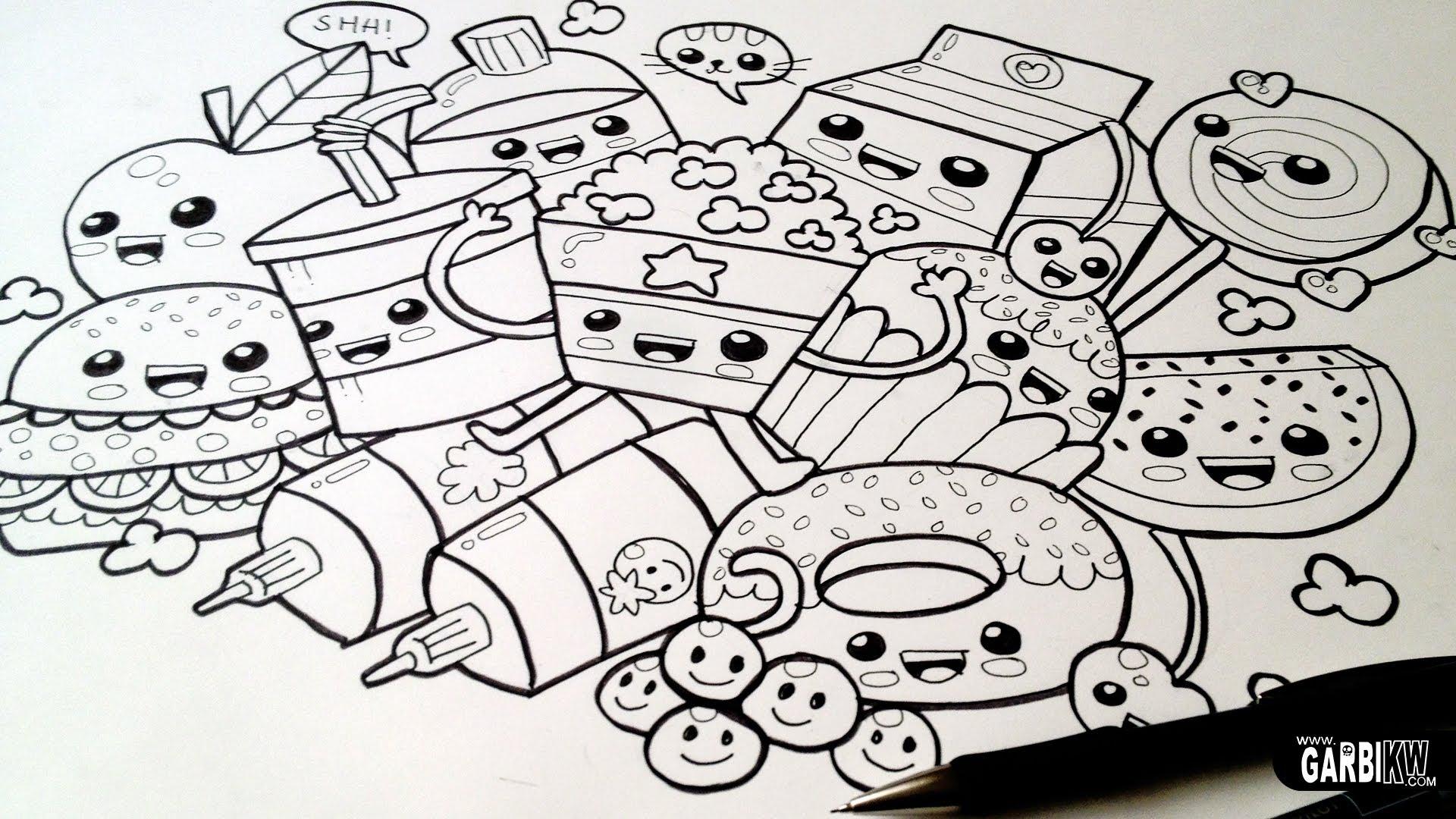 1920x1080 Cute Food Drawings Doodle