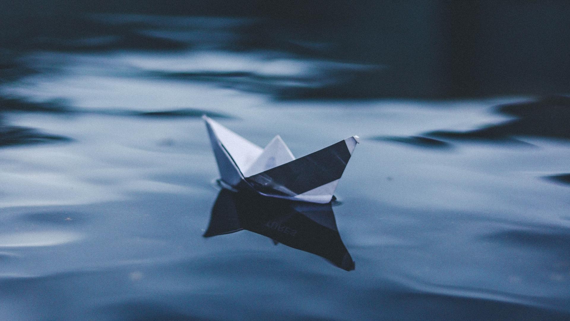 1920x1080 Wallpaper Origami, Boat, Water Boat On Water