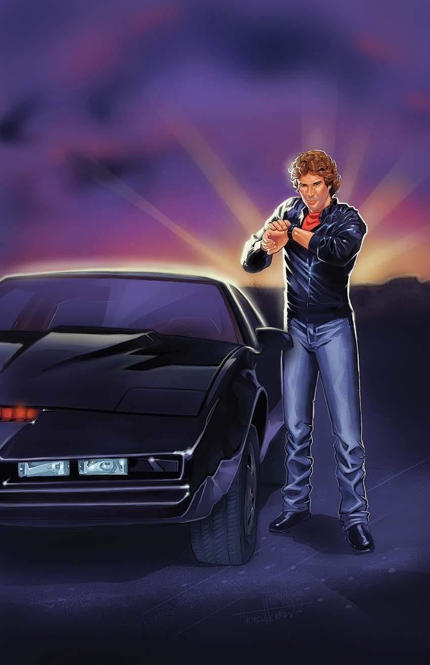 850x1314 Knight Rider Kitt Michael Knight David Hasselhoff Illustration Poster: Handmade