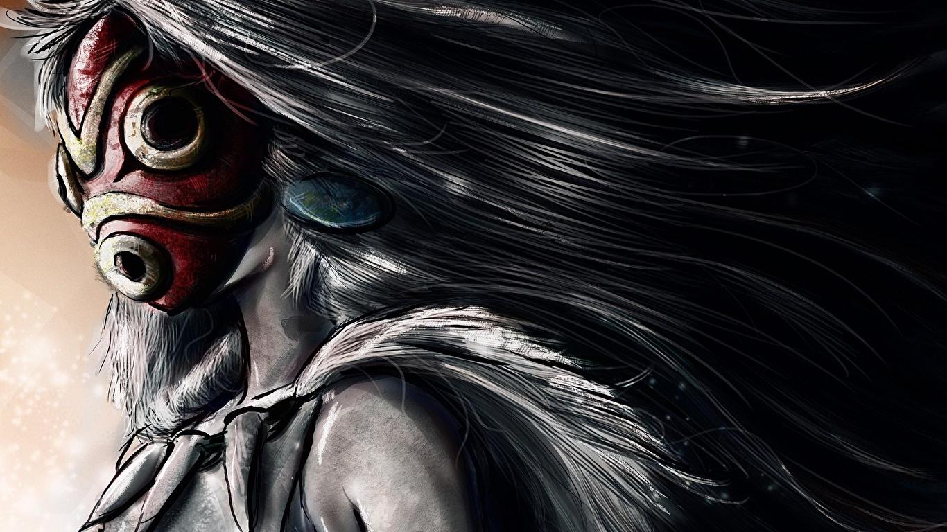 1366x768 Photos Princess Mononoke Hair Anime Masks 1366x768