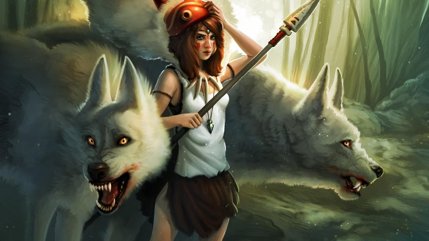 1366x768 kelly perry, princess mononoke, girl 1366x768 Resolution Wallpaper, HD Anime 4K Wallpaper, Image, Photo and Background