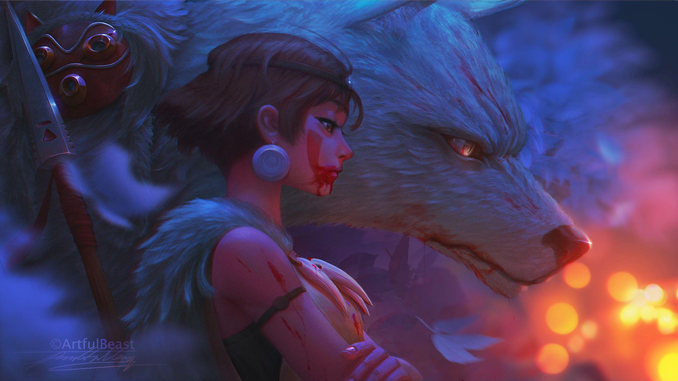 2250x1266 Imagination. Anime, Princess mononoke, Anime wolf
