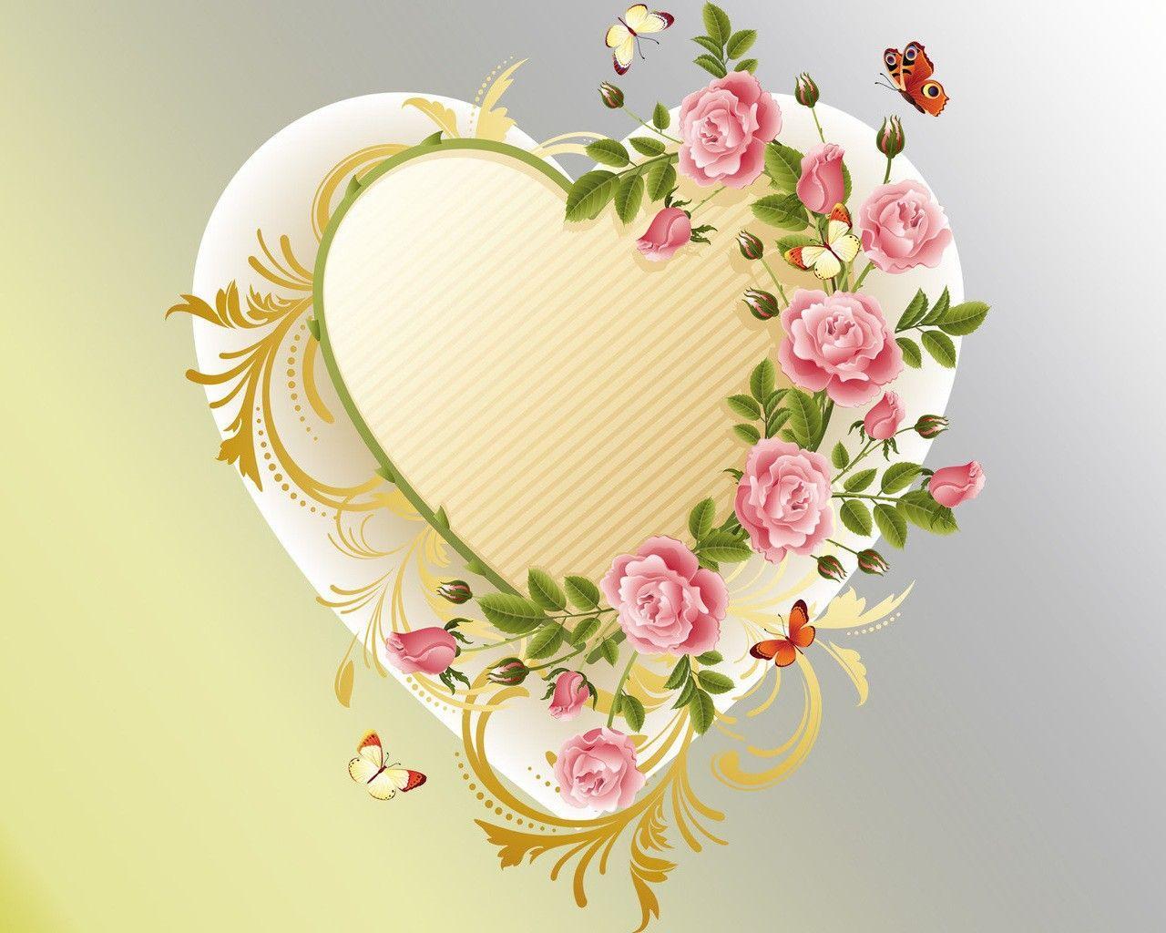 1280x1024 Rose With Heart Wallpaper