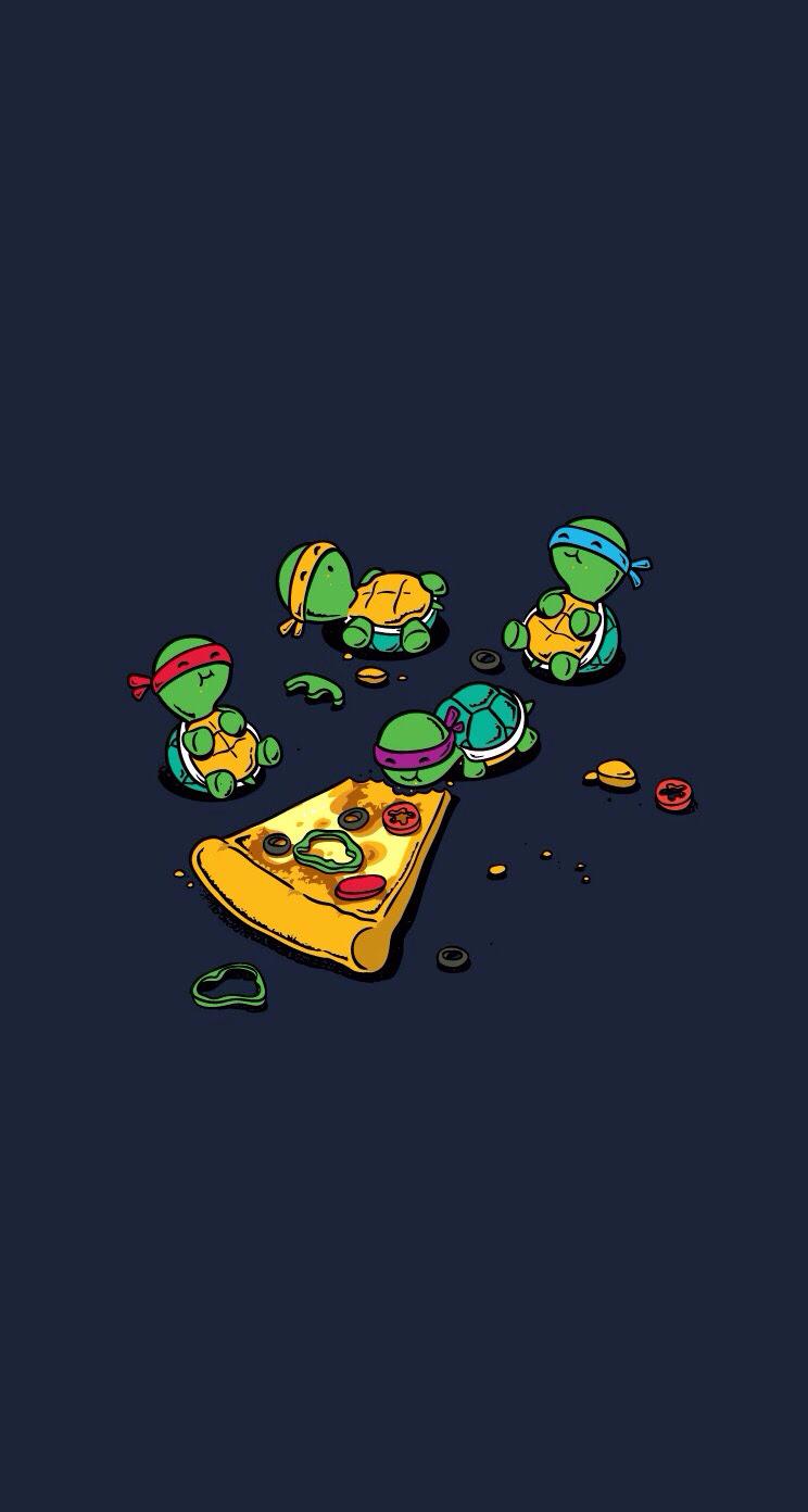744x1392 Teenage Mutant Ninja Turtles TMNT Eating Pizza Free Download Wallpaper for Phones