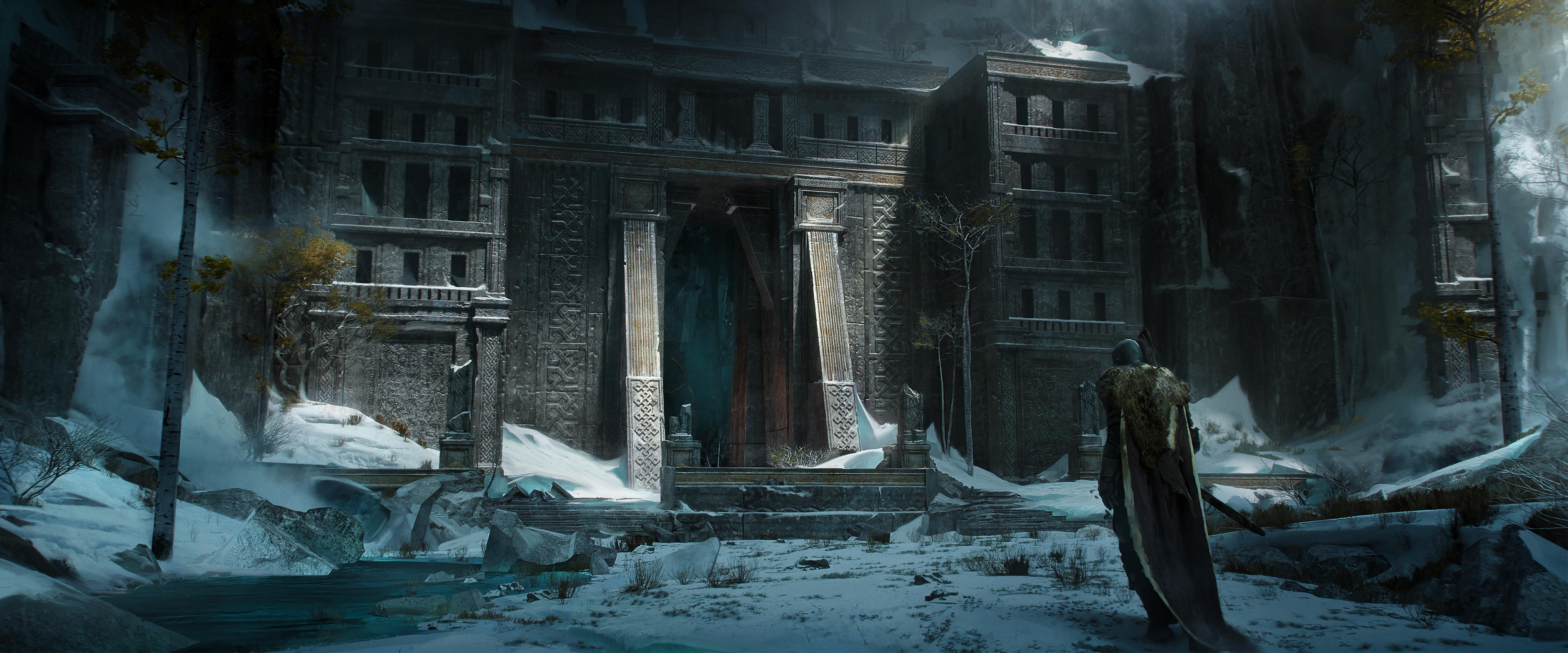 3840x1600 Fantasy Art Artwork Nordic Cape Wallpaper:3840x1600