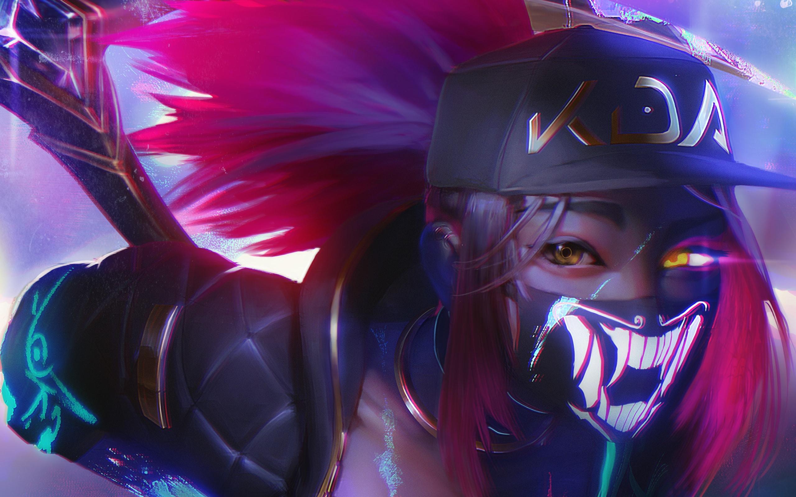 2560x1600 Wallpaper Of Akali, League Of Legends, Pink Hair Background Wallpaper 1920x1080 HD