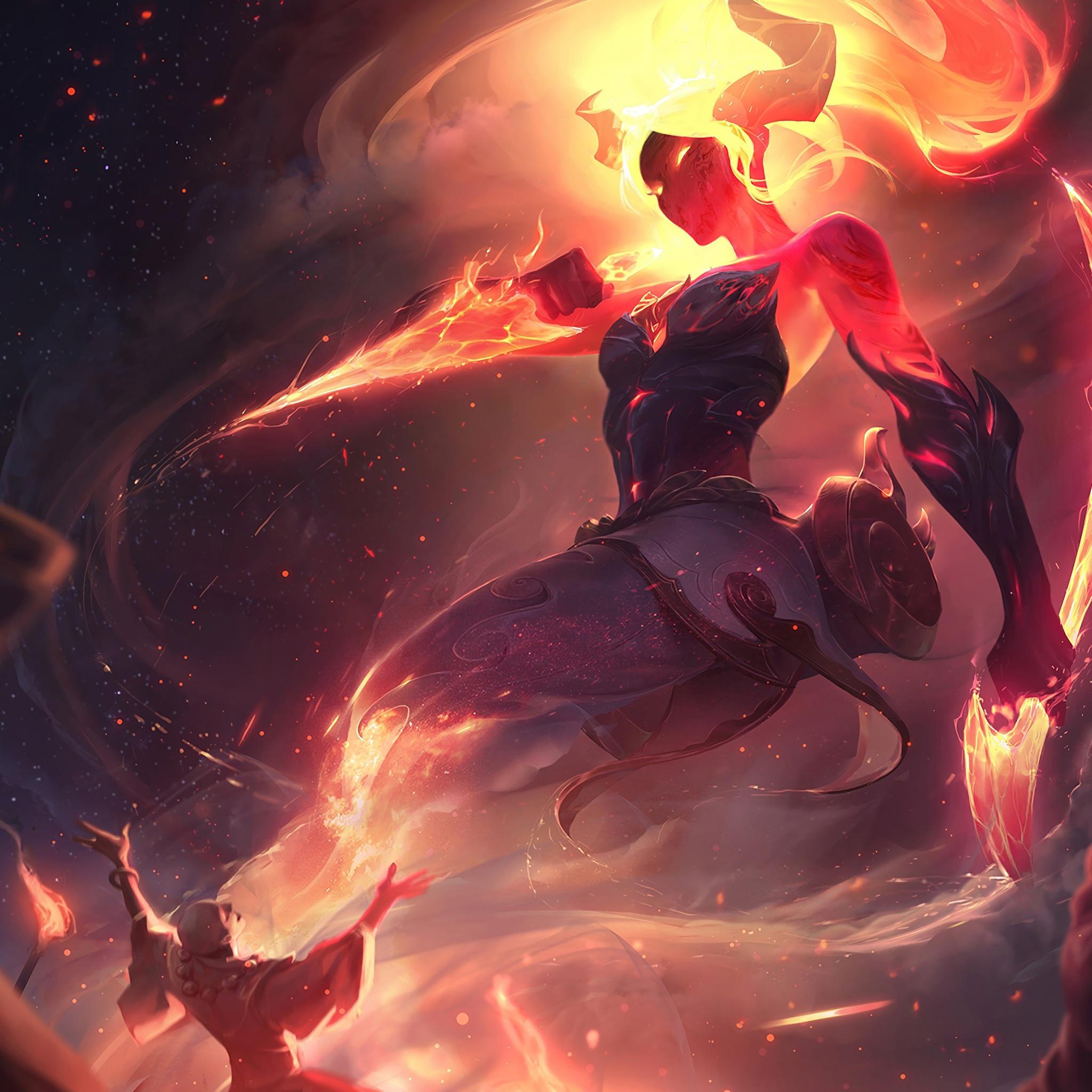 2048x2048 Wallpaper 4k Infernal Akali New Splash Art Rework Update LoL League of Legends Akali, league of legends