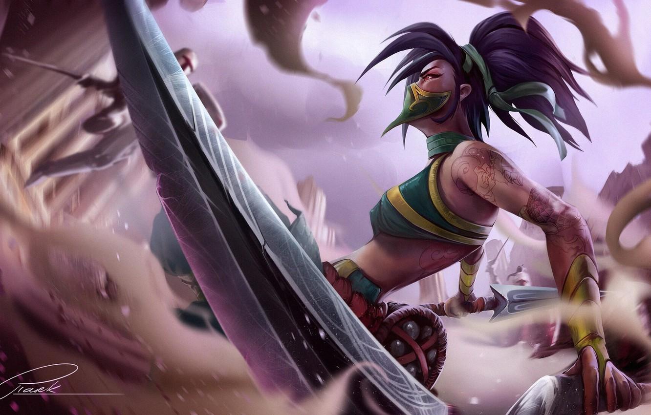 1332x850 Photo Wallpaper Girl, Fantasy, Art, Akali, League Of