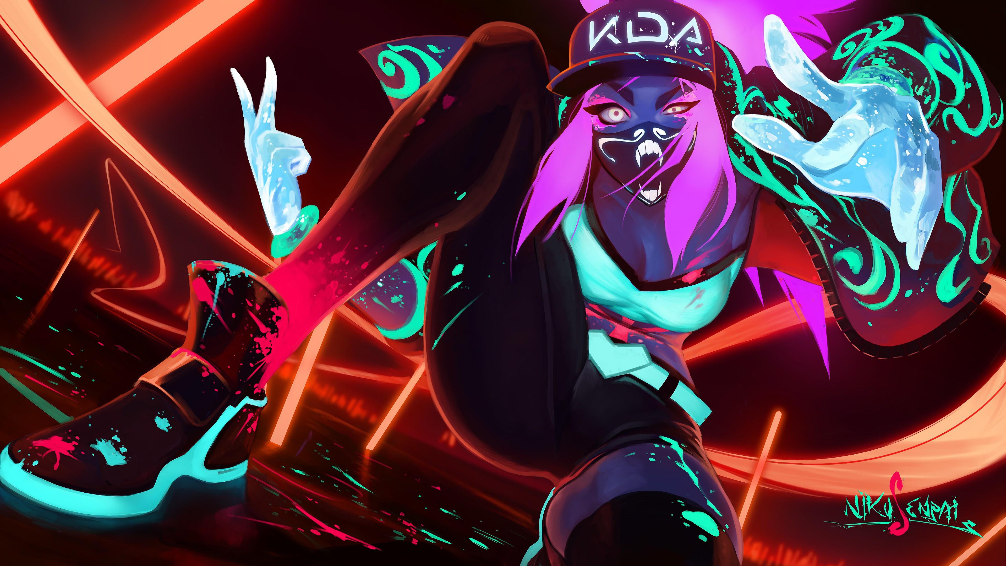 3840x2160 neon akali HD wallpaper, Background