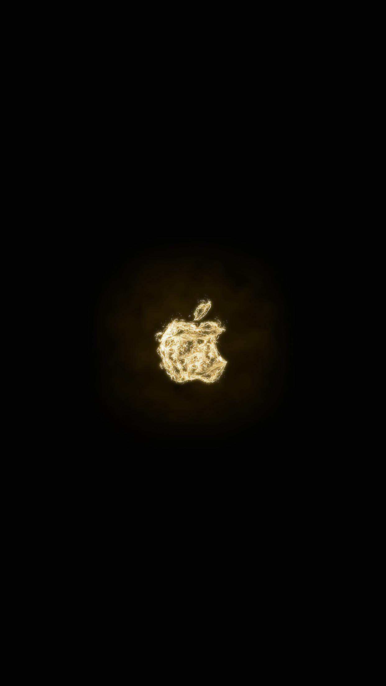 1242x2208 Apple Logo Dark Water Gold Art Illustration Wallpaper