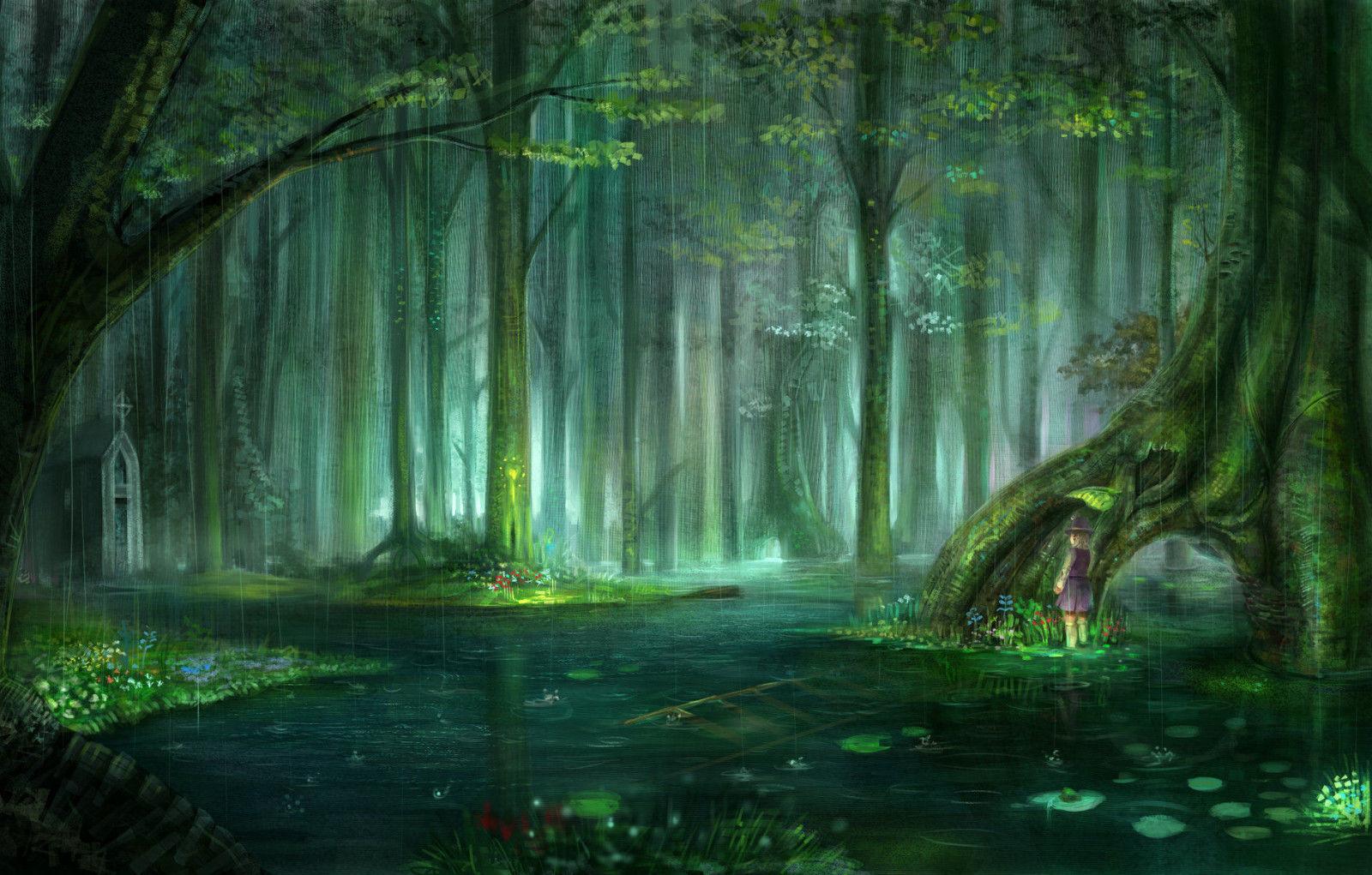 1600x1021 Forest Paint Desktop Wallpaper