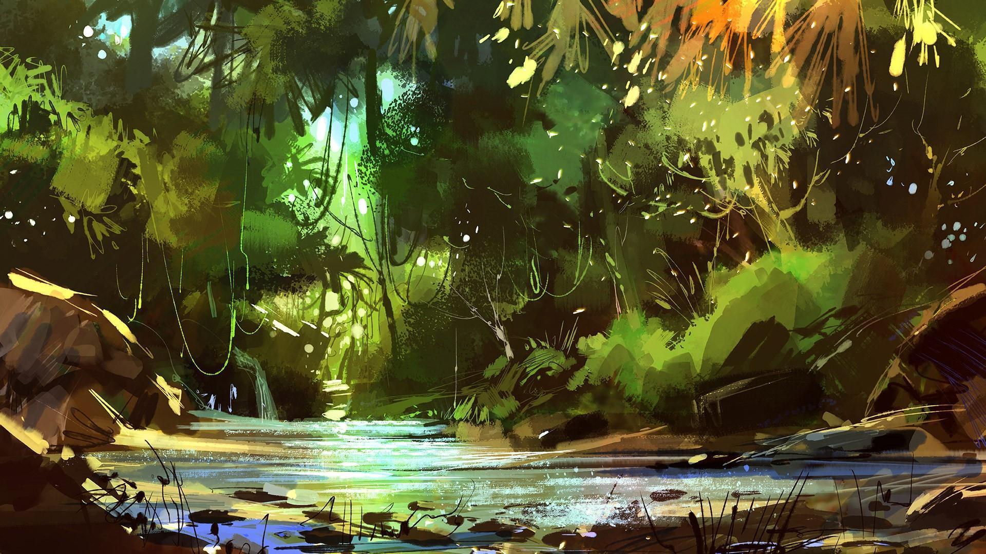 1920x1080 Raining Forest Wallpaper